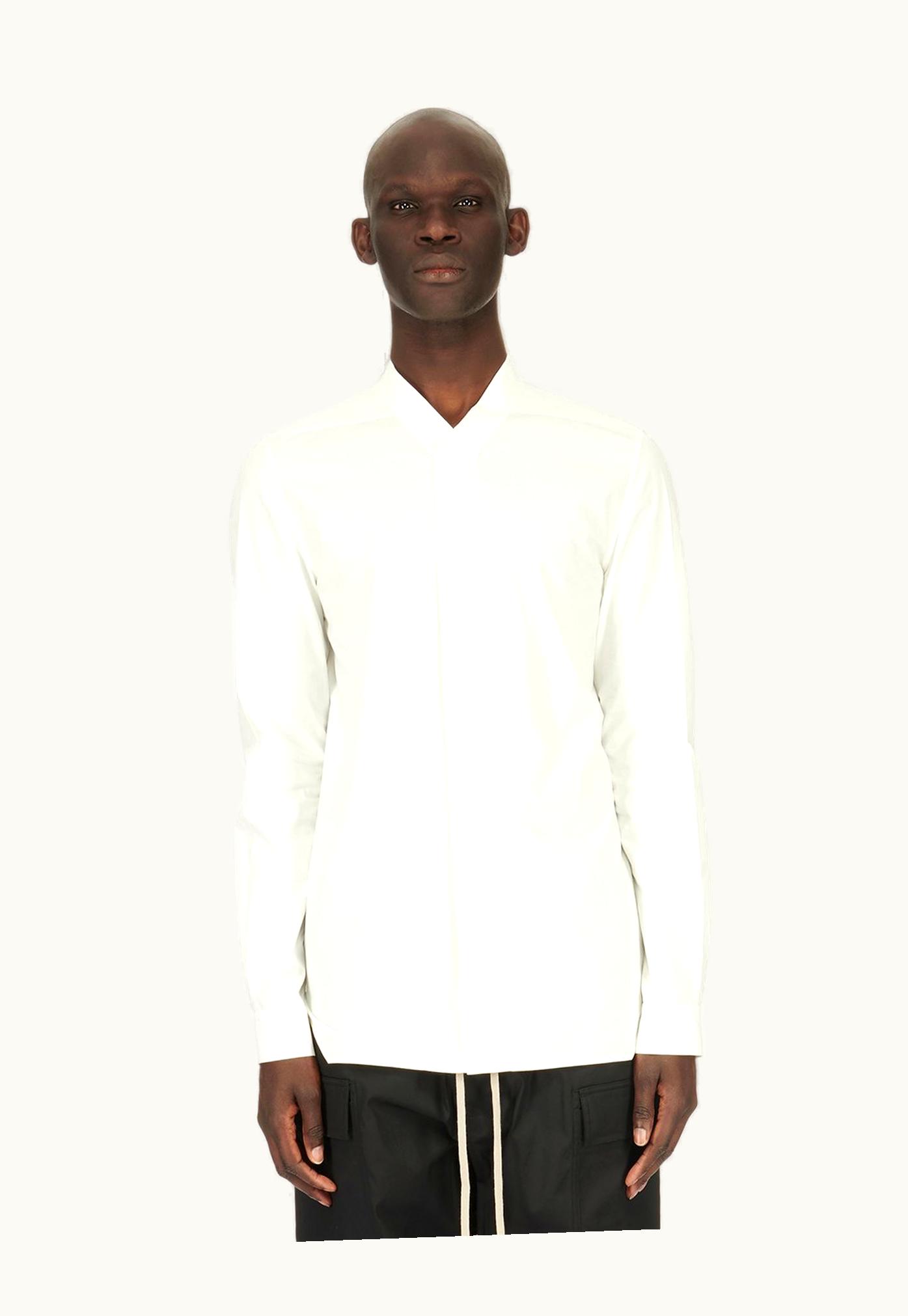 Rick Owens Rick Owens SS24 Lido Snap Collar Faun Shirt In Milk Cotton Poplin