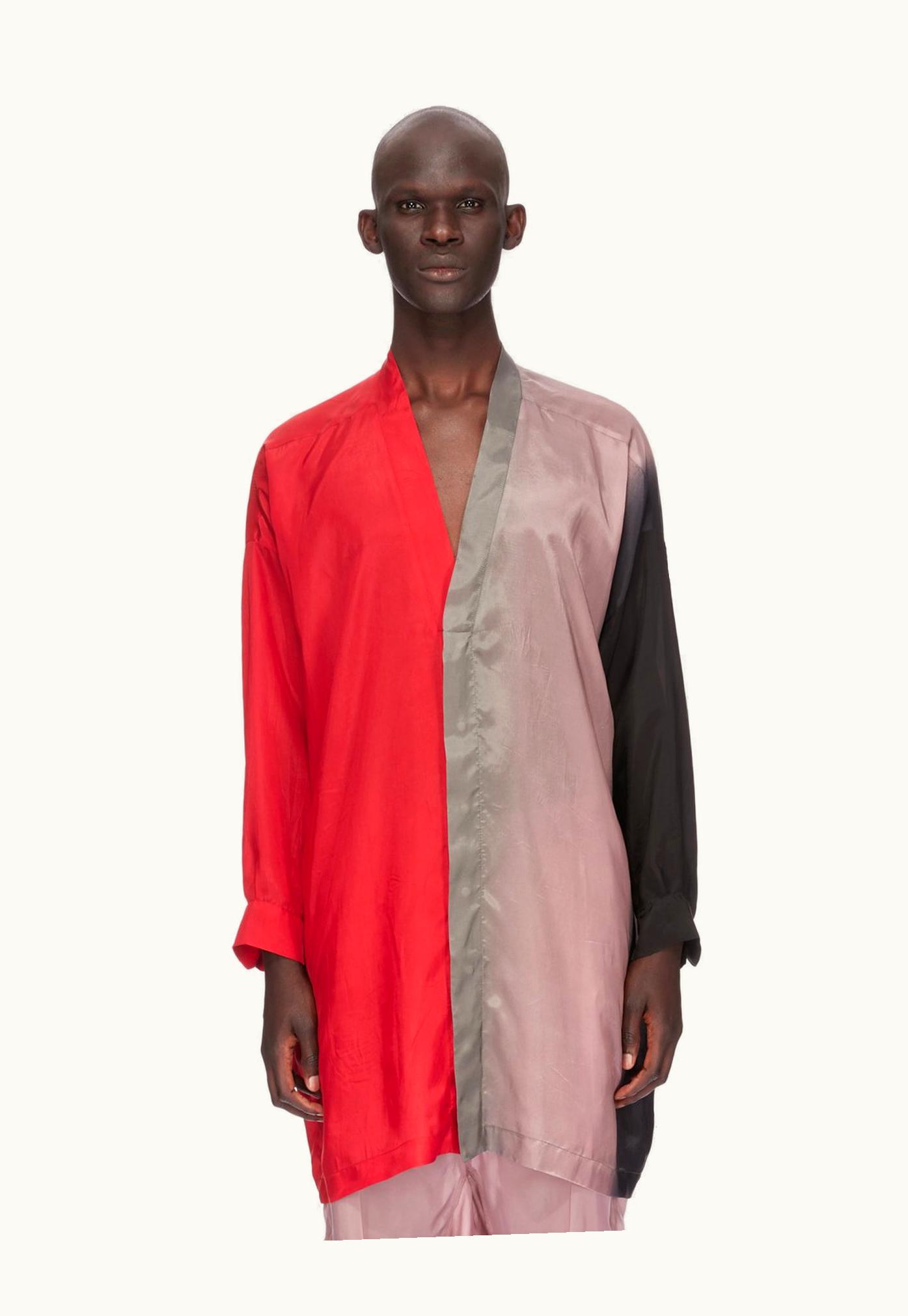 Rick Owens Rick Owens SS24 Lido Minimal Larry Shirt In Cupro Japonette And Lido Degrade Printed Japonette