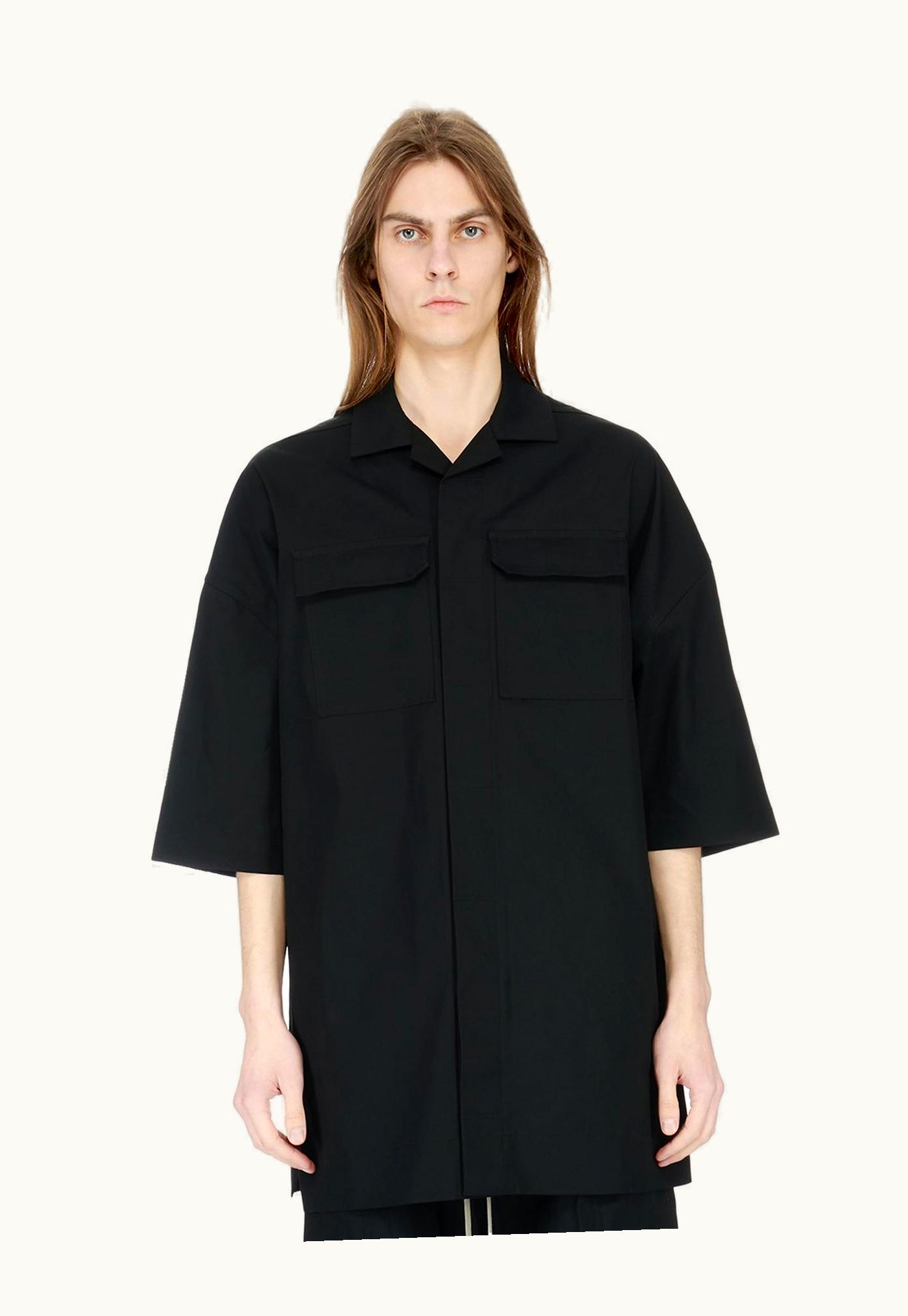 Rick Owens Rick Owens SS24 Lido Magnum Tommy Shirt In Black Heavy Cotton Poplin