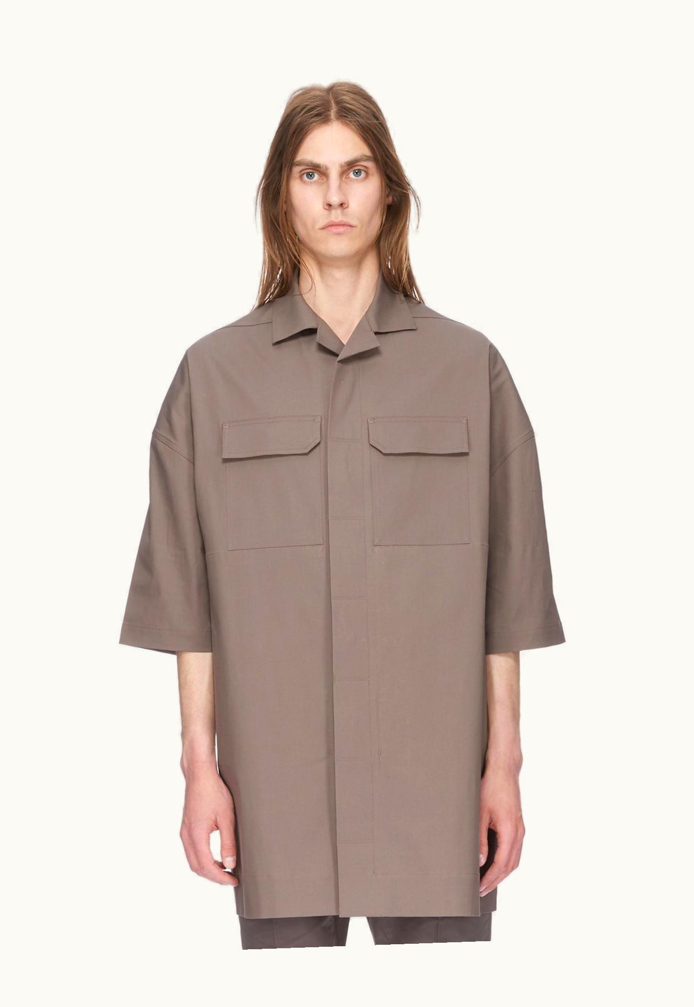 Rick Owens Rick Owens SS24 Lido Magnum Tommy Shirt In Dust Heavy Cotton Poplin
