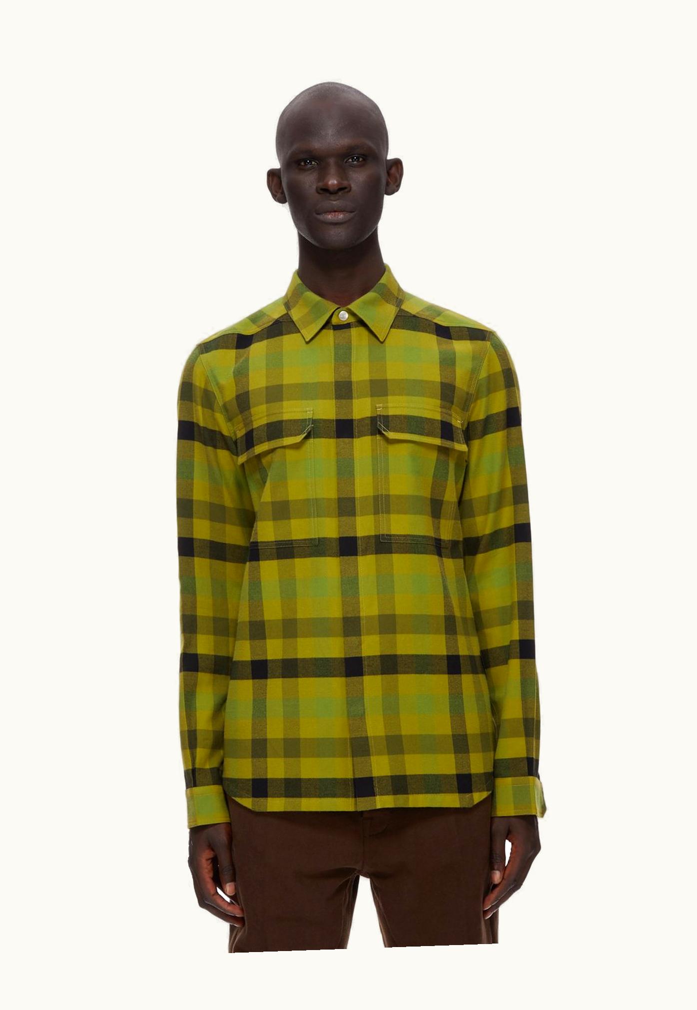 Rick Owens Rick Owens FW23 Luxor Outershirt In Acid Cotton Plaid