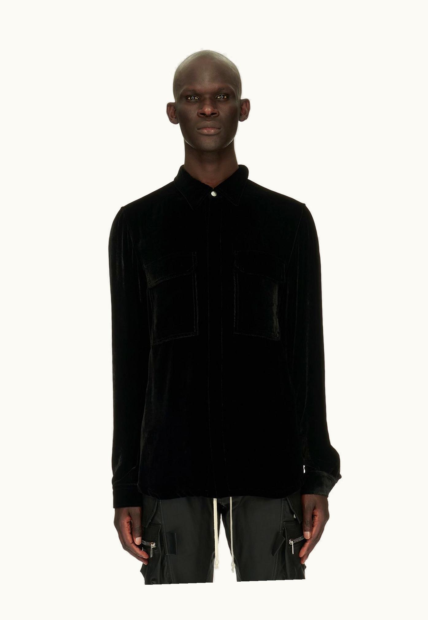 Rick Owens Rick Owens FW23 Luxor Outershirt In Black Velvet