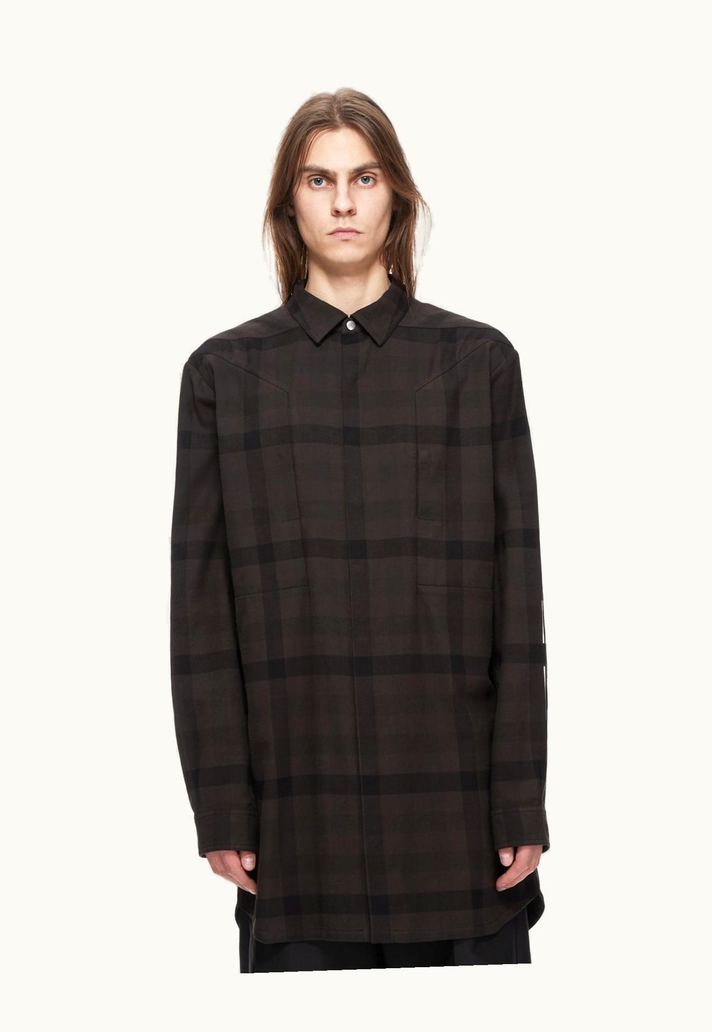 Rick Owens Rick Owens FW23 Luxor Jumbo Fogpocket Outershirt In Cotton Plaid