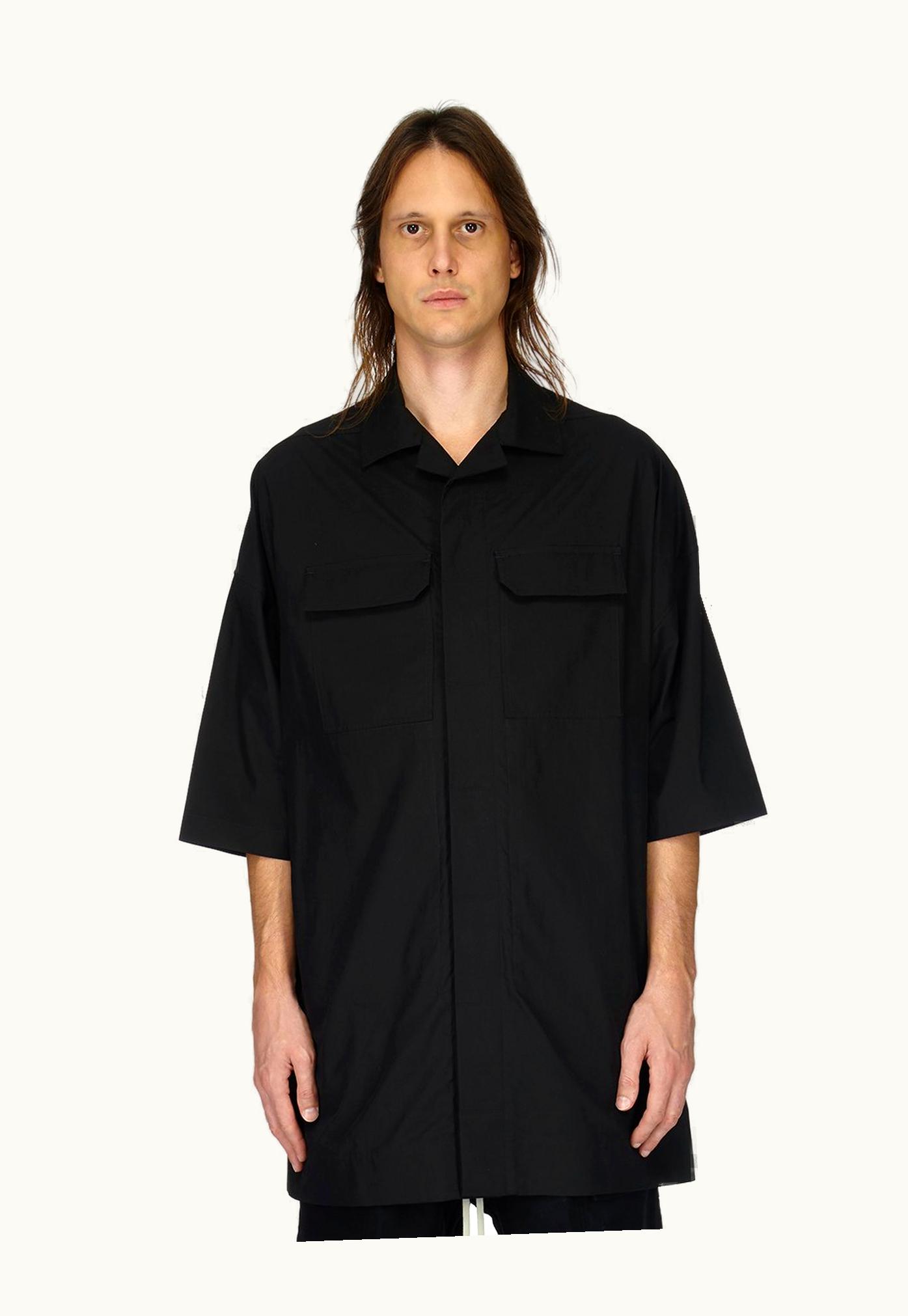 Rick Owens RICK OWENS FW23 LUXOR MAGNUM TOMMY SHIRT IN COTTON POPLIN - BLACK
