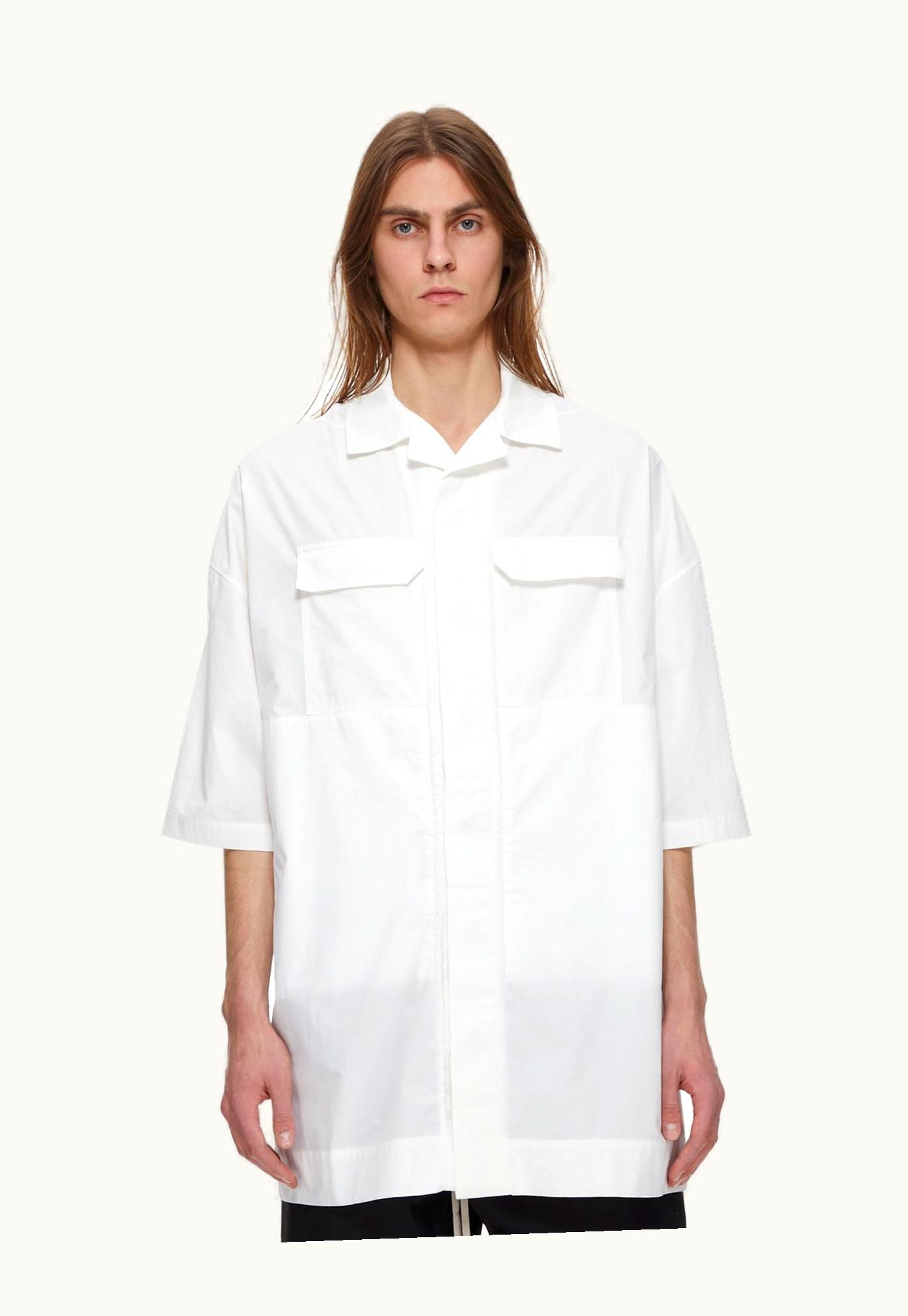 Rick Owens Rick Owens FW23 Luxor Magnum Tommy Shirt In Cotton Poplin Milk White