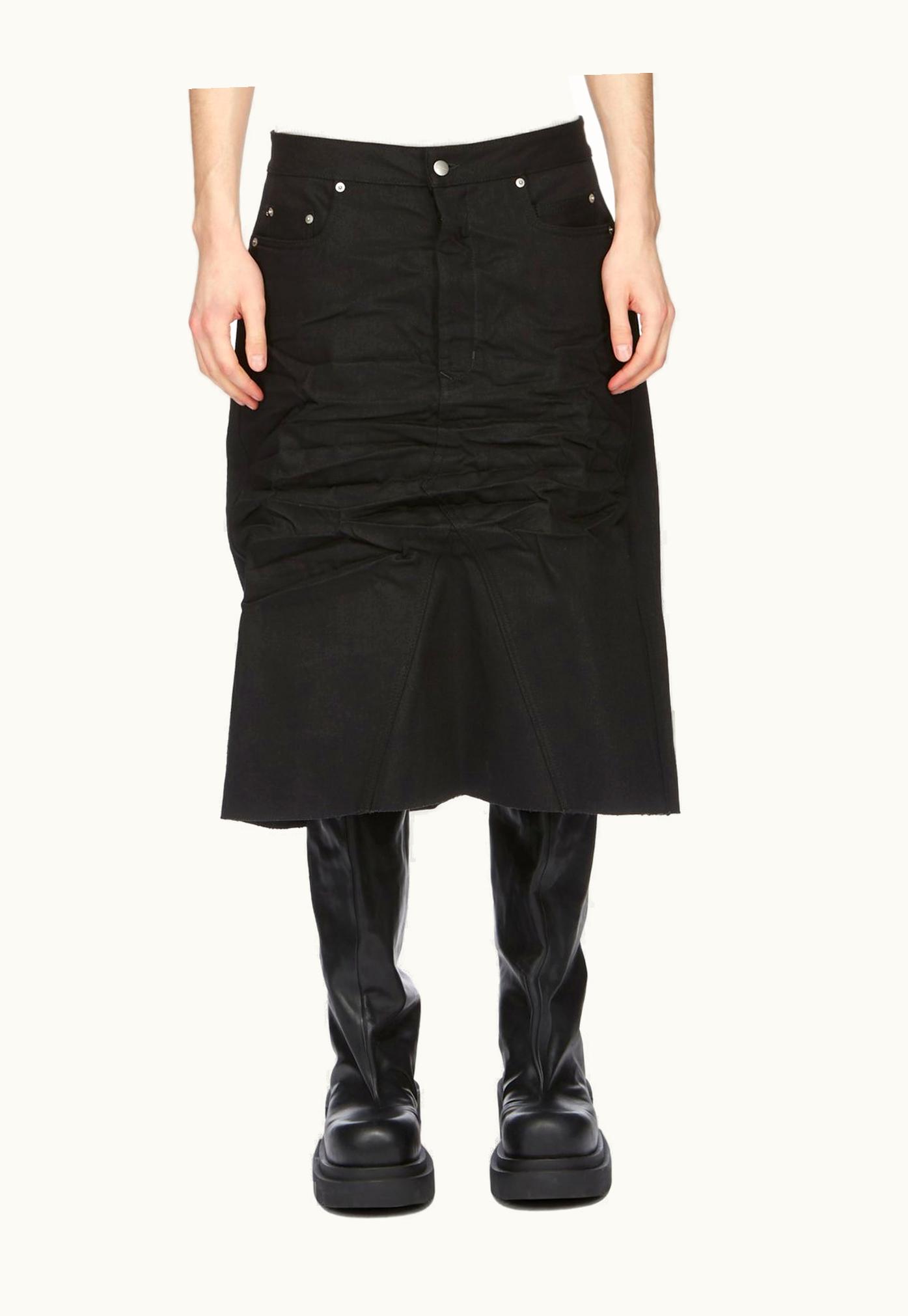 Rick Owens Rick Owens FW23 Luxor Runway Godet Skirt In Black 16oz Selvedge Denim