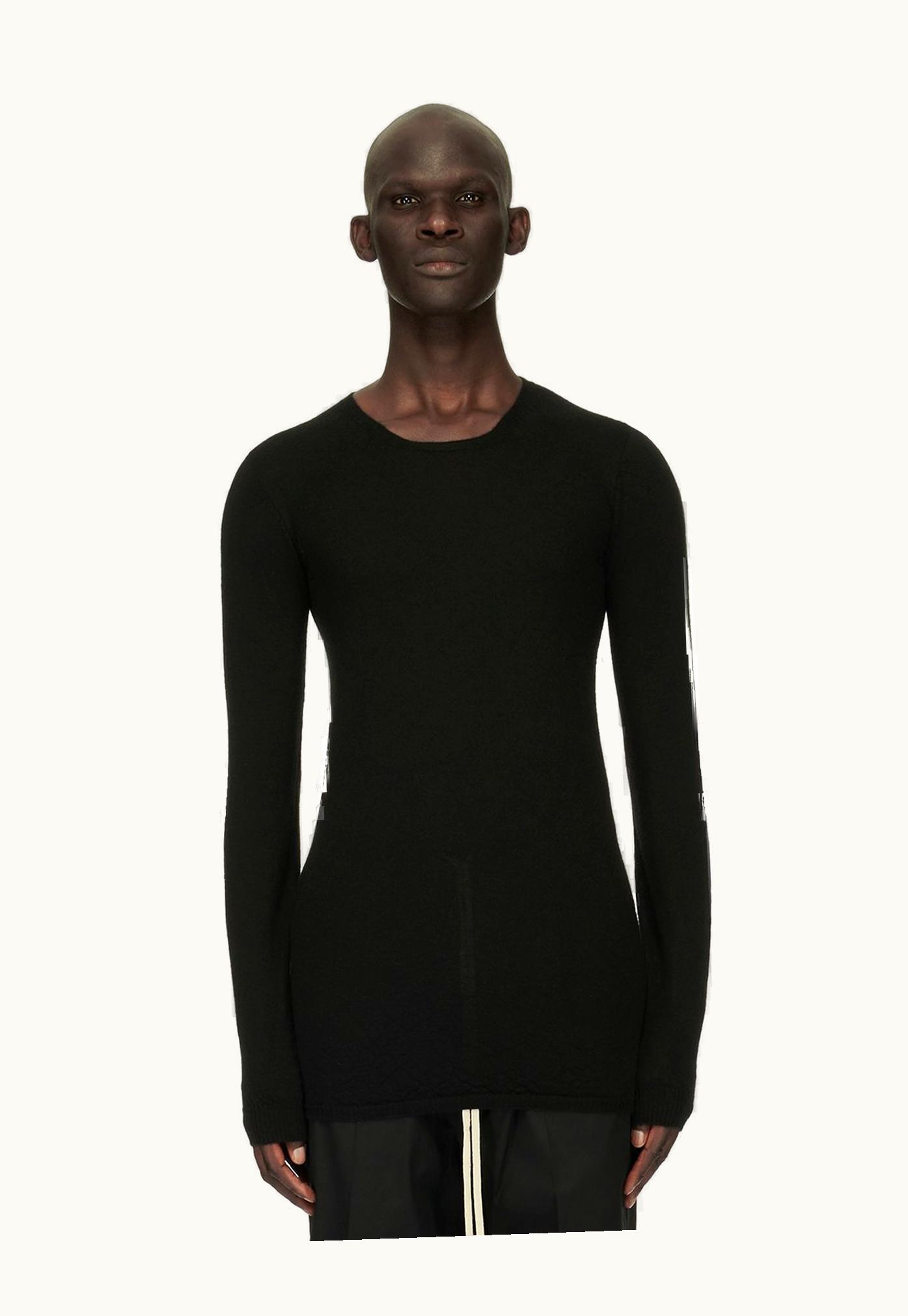 Rick Owens Rick Owens Forever Round Neck Sweater In Black Lightweight Rasato Knit