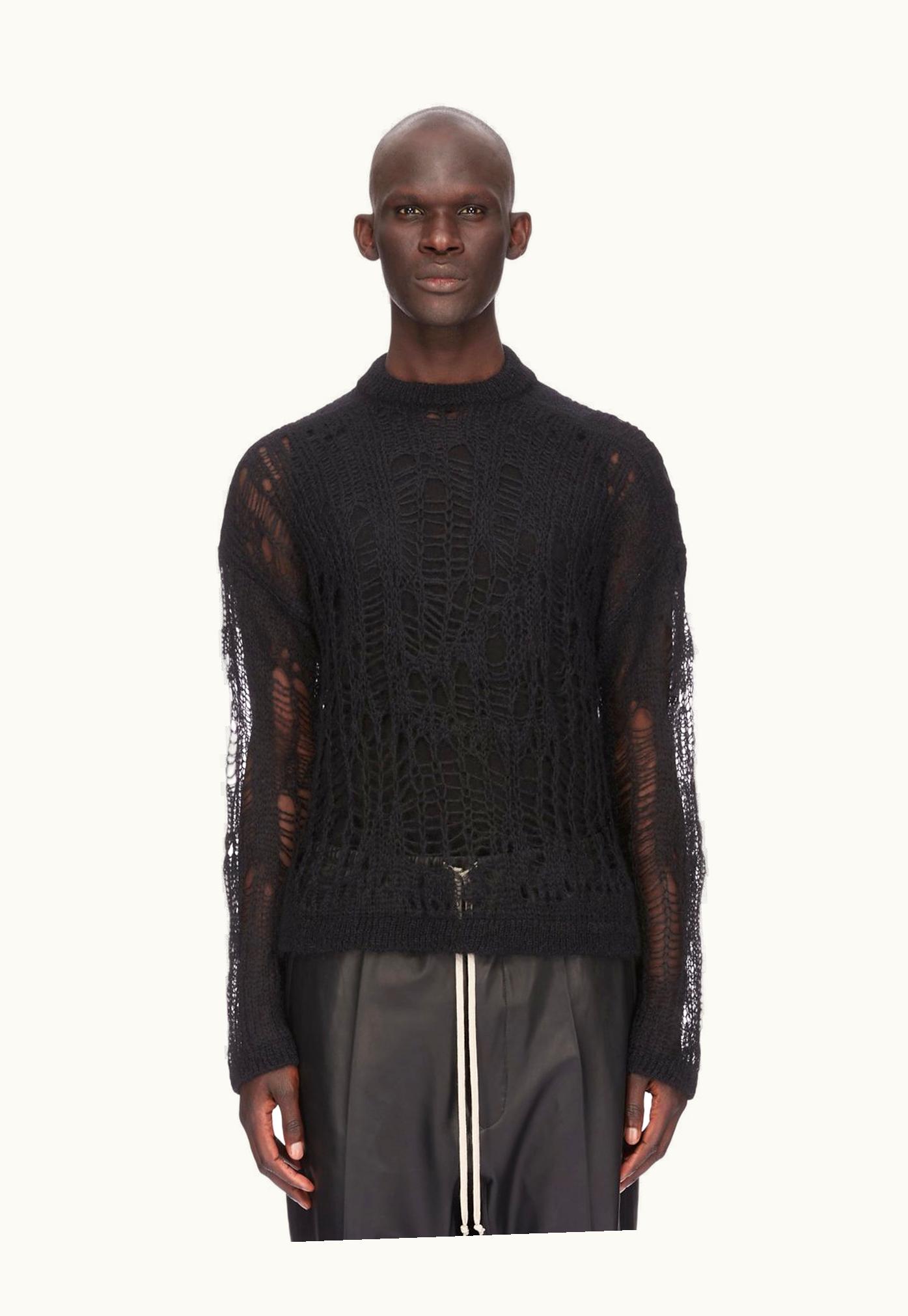 Rick Owens Rick Owens SS24 Lido Tommy Lupetto In Black Net Knit