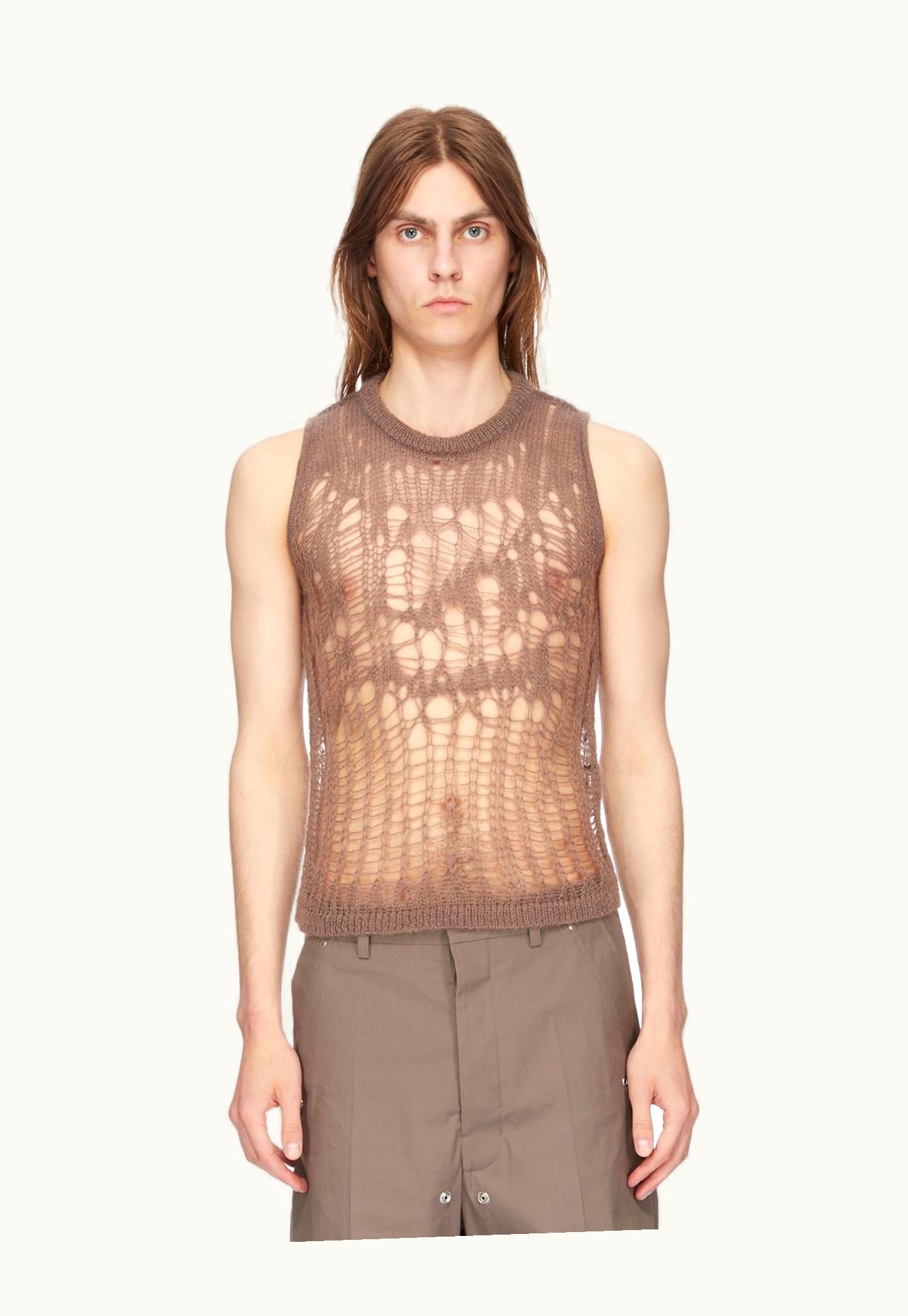 Rick Owens Rick Owens SS24 Lido Spider Tank In Dust Net Knit