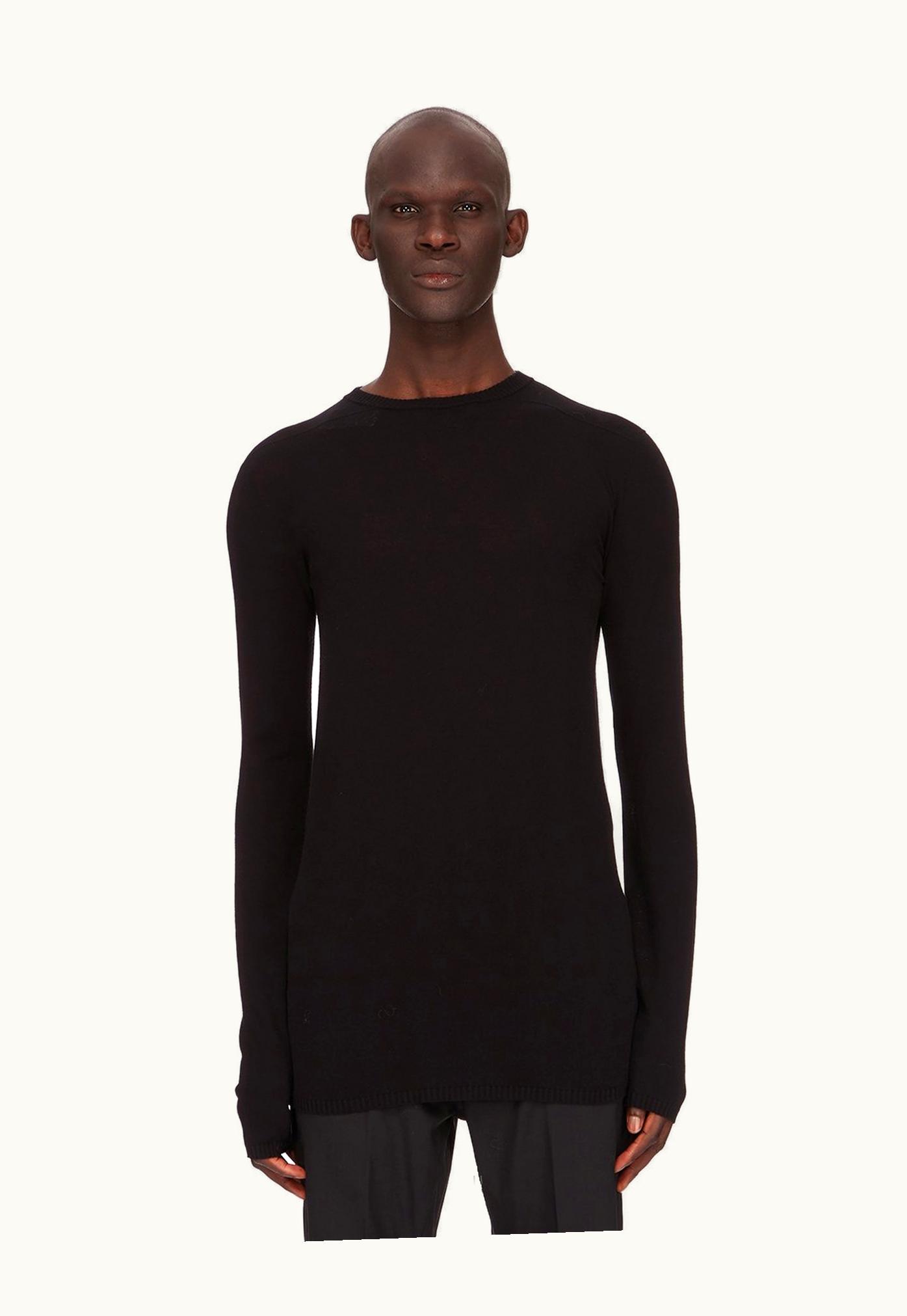 Rick Owens Rick Owens SS24 Lido Biker Level Round Neck In Black Stretch Viscose Knit