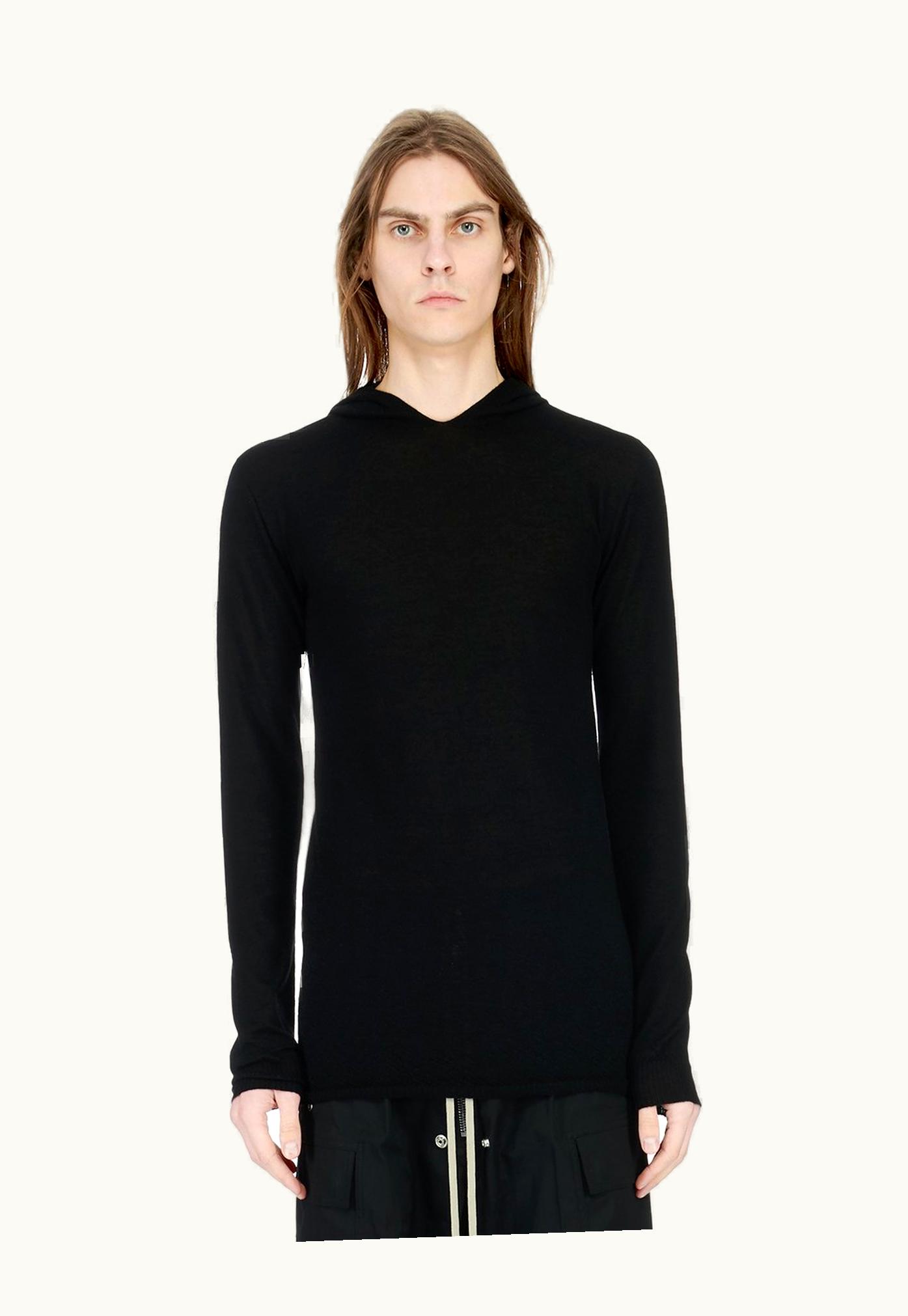 Rick Owens Rick Owens SS24 Lido Ls Hoody In Black Light Weight Rasato Knit