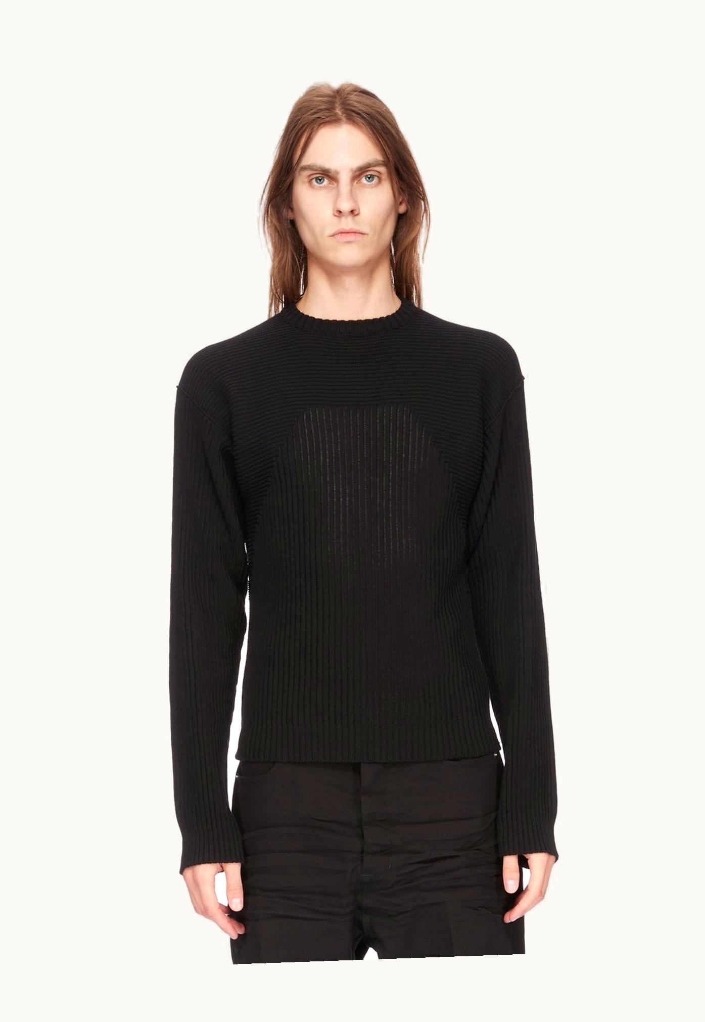 Rick Owens Rick Owens SS24 Lido Biker Round Neck In Black Cotton Knit