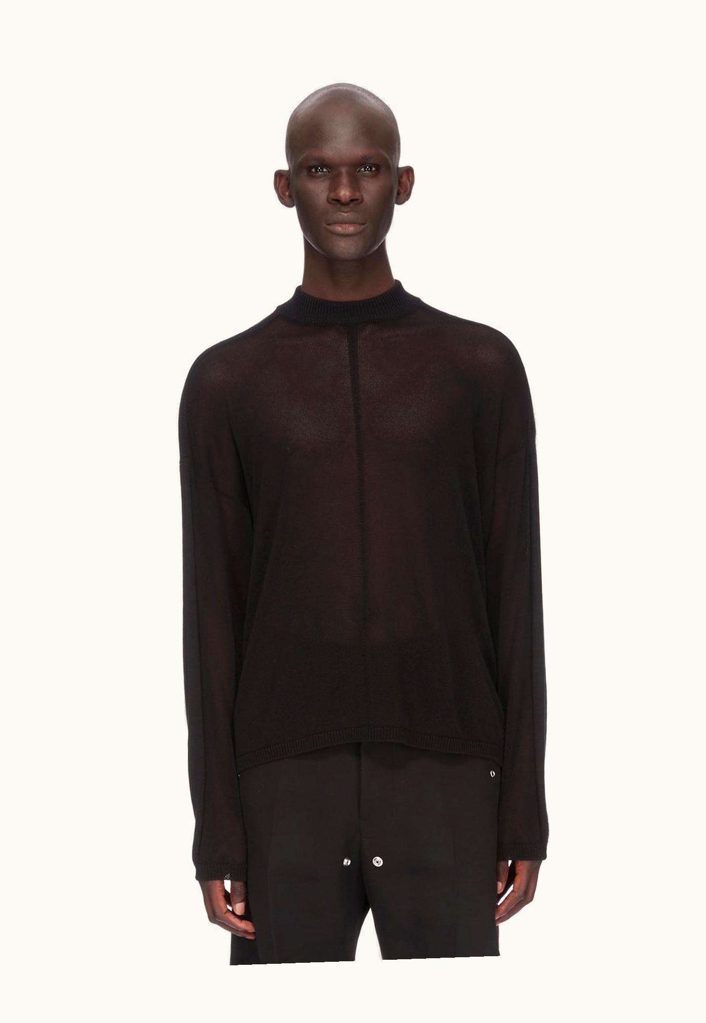 Rick Owens Rick Owens SS24 Lido Combo Crew Neck In Black Cotton Knit