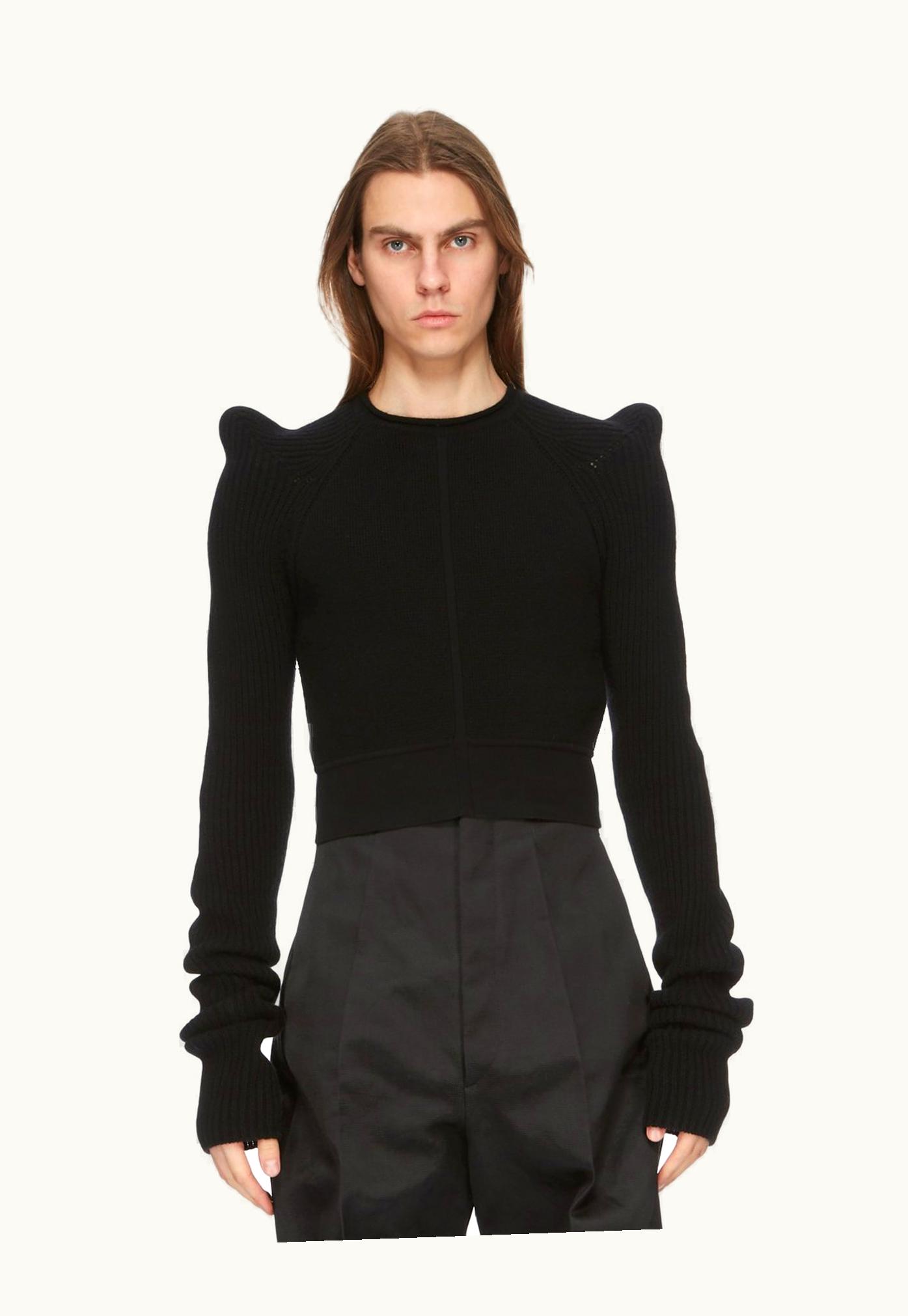 Rick Owens Rick Owens FW23 Luxor Runway Tec Pull Cropped In Black Recycled Cashmere