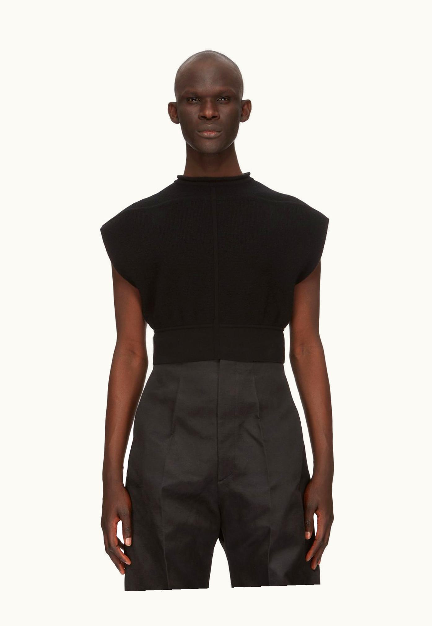 Rick Owens Rick Owens FW23 Luxor Runway Cropped Top In Black Recycled Cashmere