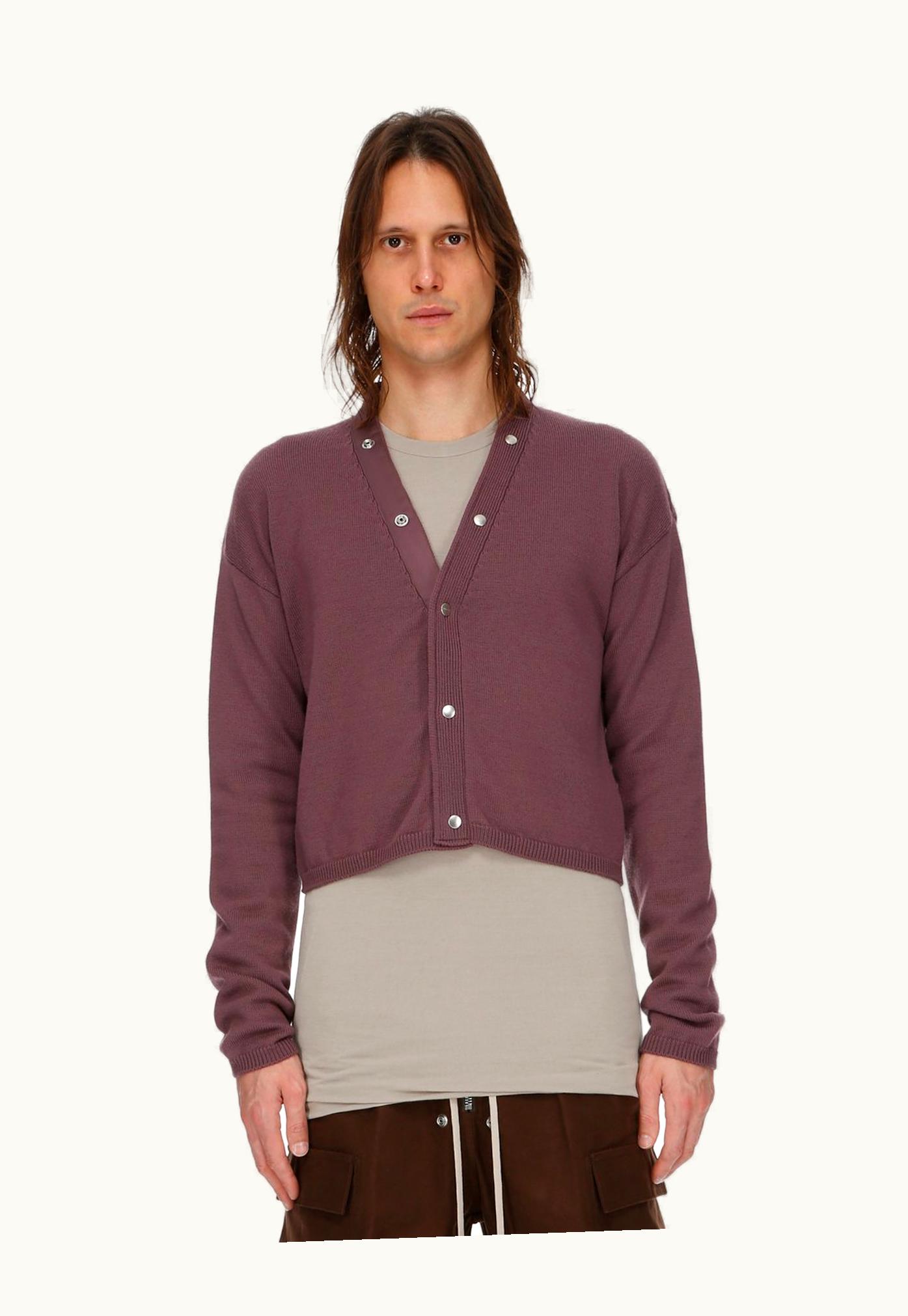 Rick Owens Rick Owens FW23 Luxor Cropped Peter Cardigan In Amethyst Lightweight Rasato Knit