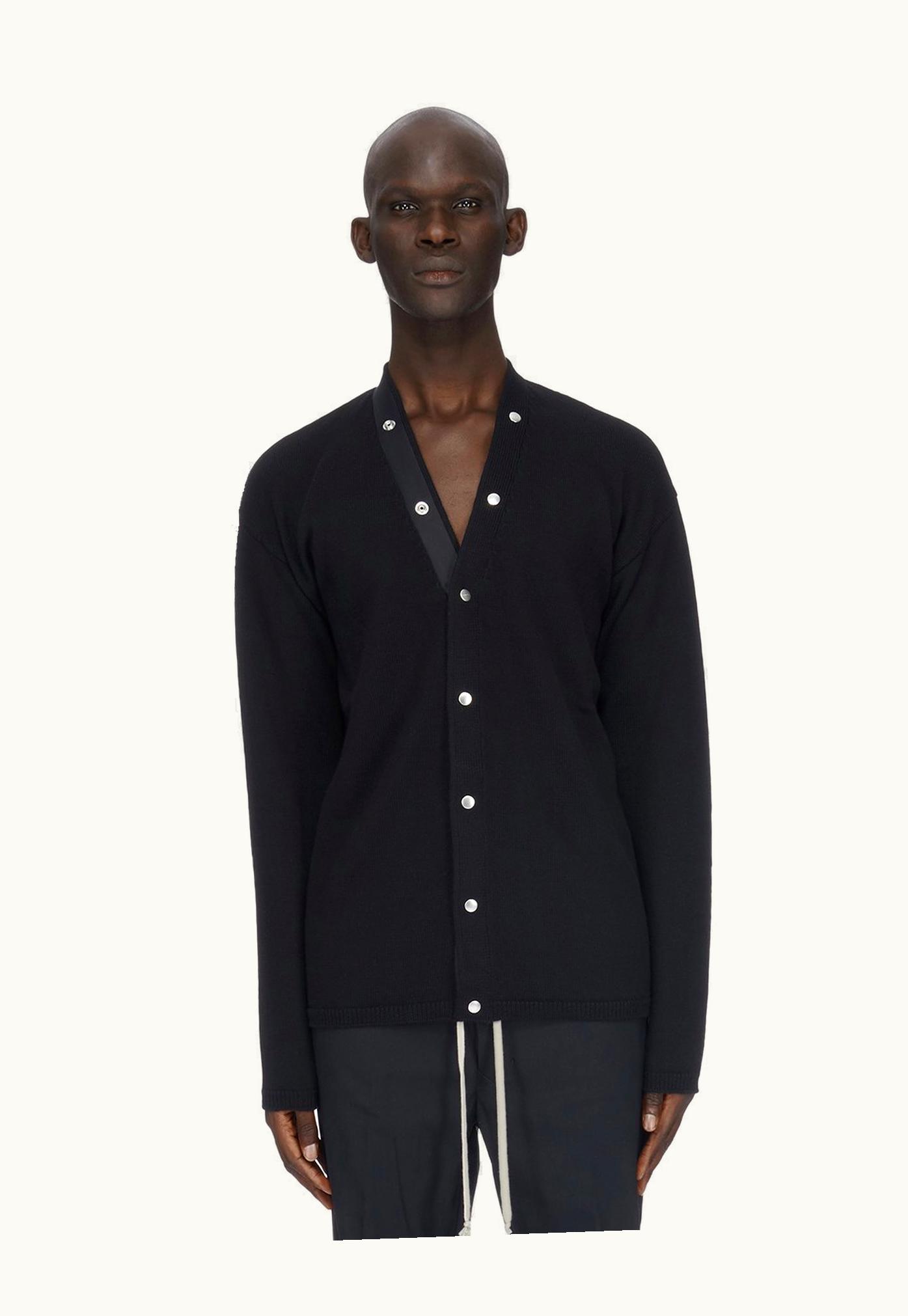 Rick Owens Rick Owens FW23 Luxor Peter Cardigan In Black Lightweight Rasato Knit
