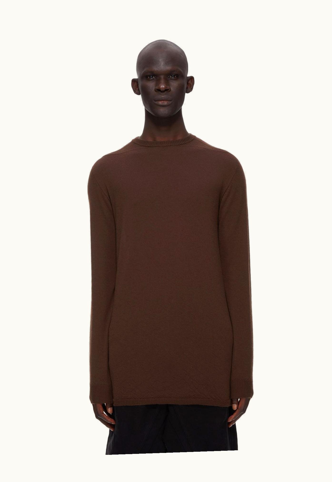Rick Owens Rick Owens FW23 Luxor Oversized Round Neck In Brown Lightweight Rasato Knit
