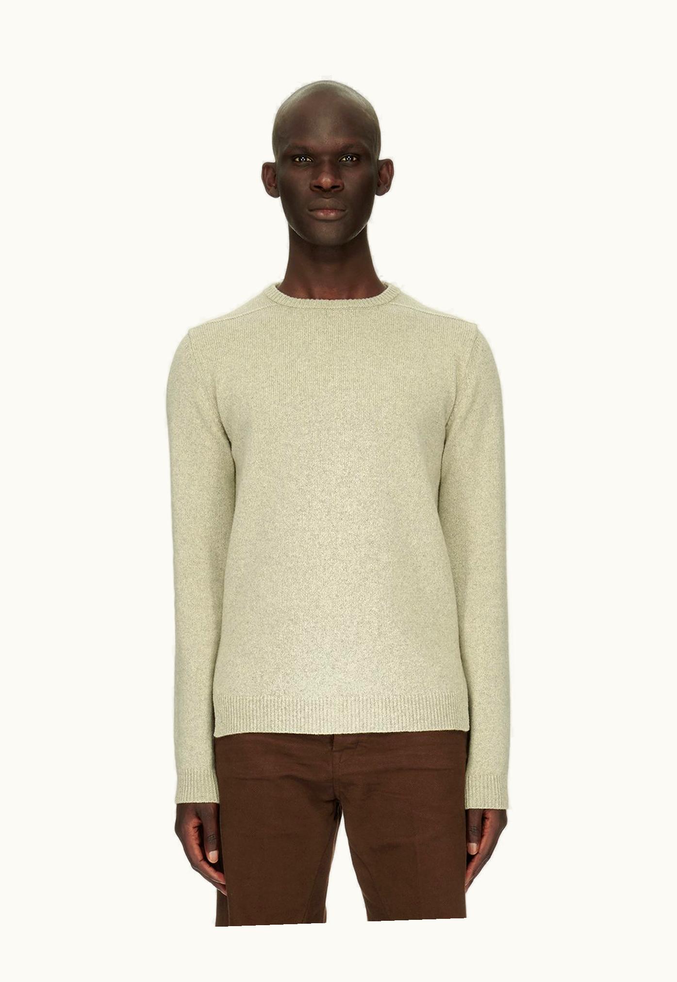 Rick Owens Rick Owens FW23 Luxor Biker Round Neck In Pearl Recycled Cashmere Knit