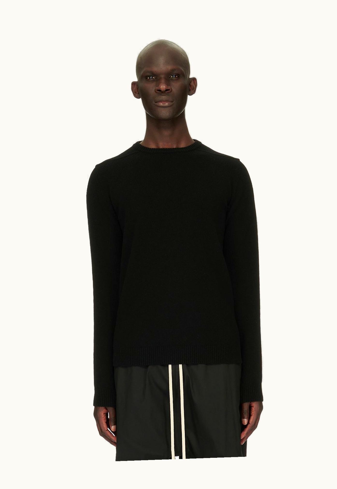 Rick Owens Rick Owens FW23 Luxor Biker Round Neck In Black Recycled Cashmere Knit