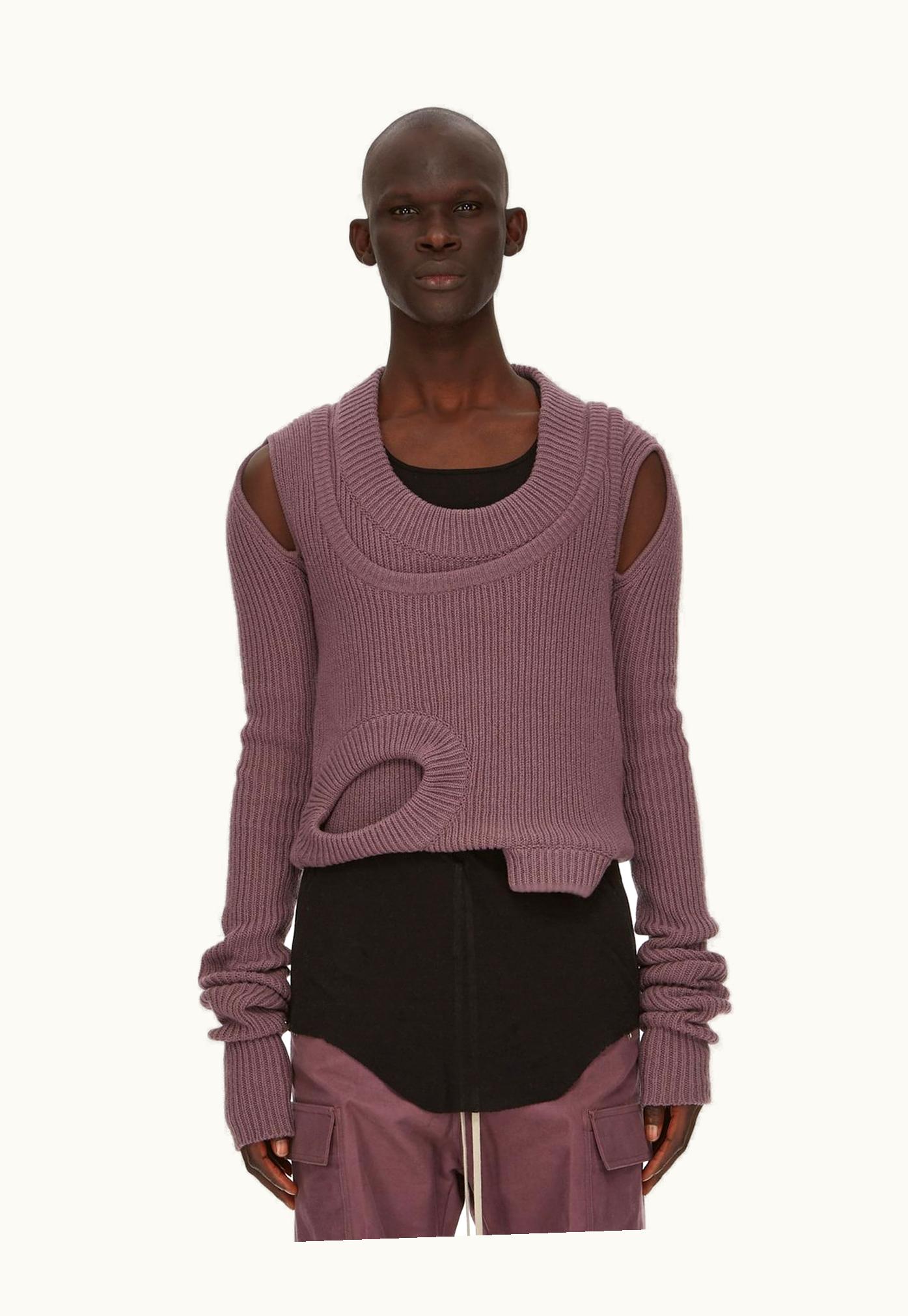 Rick Owens Rick Owens FW23 Luxor Banana Ls In Amethyst Purple Recycled Cashmere Knit