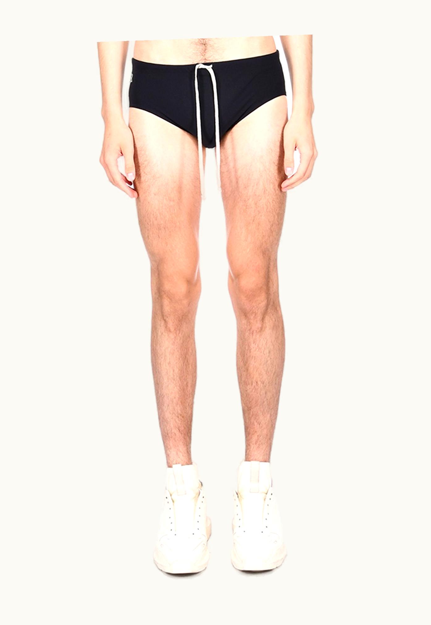 Rick Owens Champion X Rick Owens Swim Brief In Black Recycled Nylon Swimwear Jersey