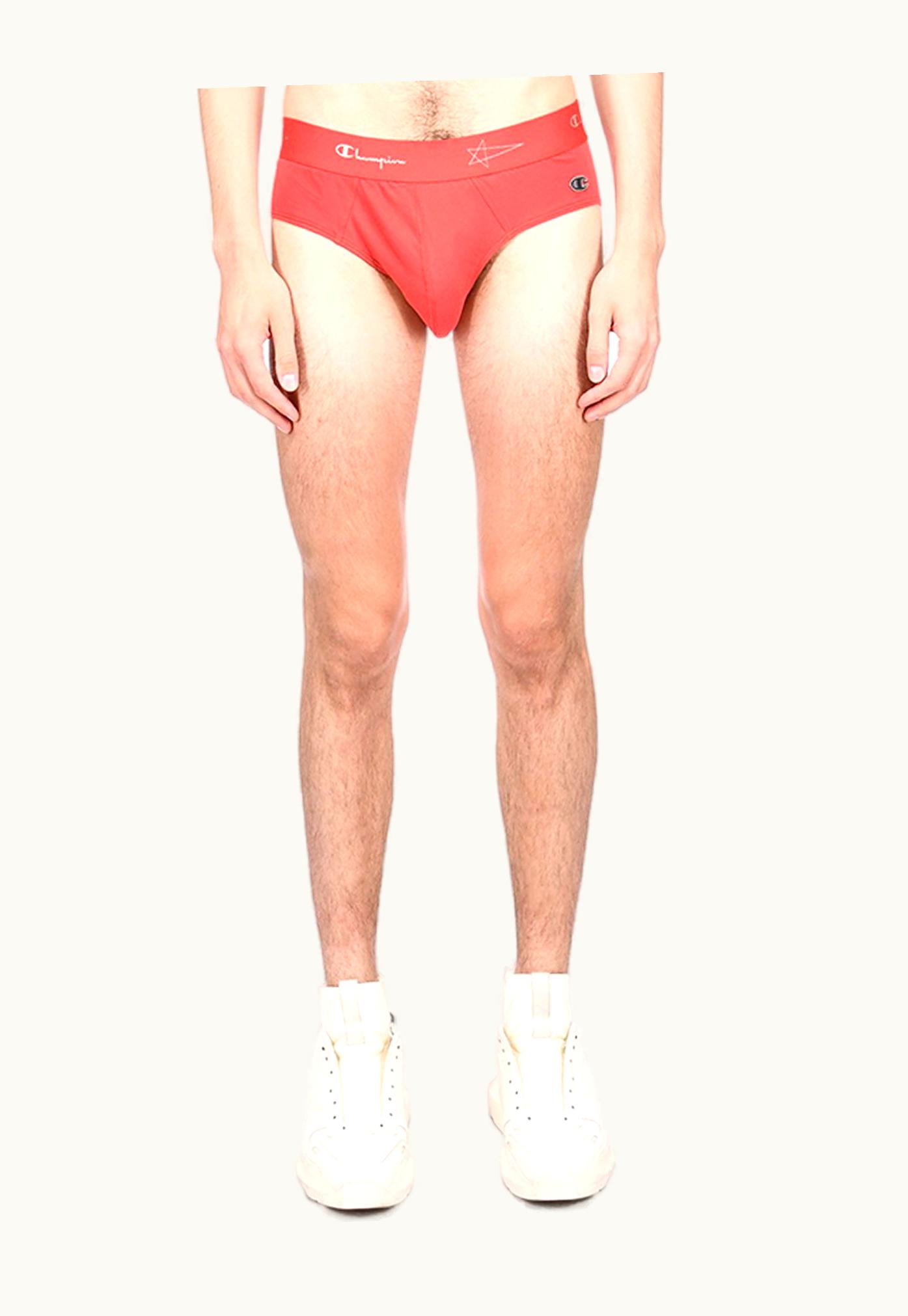 Rick Owens Champion X Rick Owens Brief In Carnelian Red Medium Weight Cotton Jersey