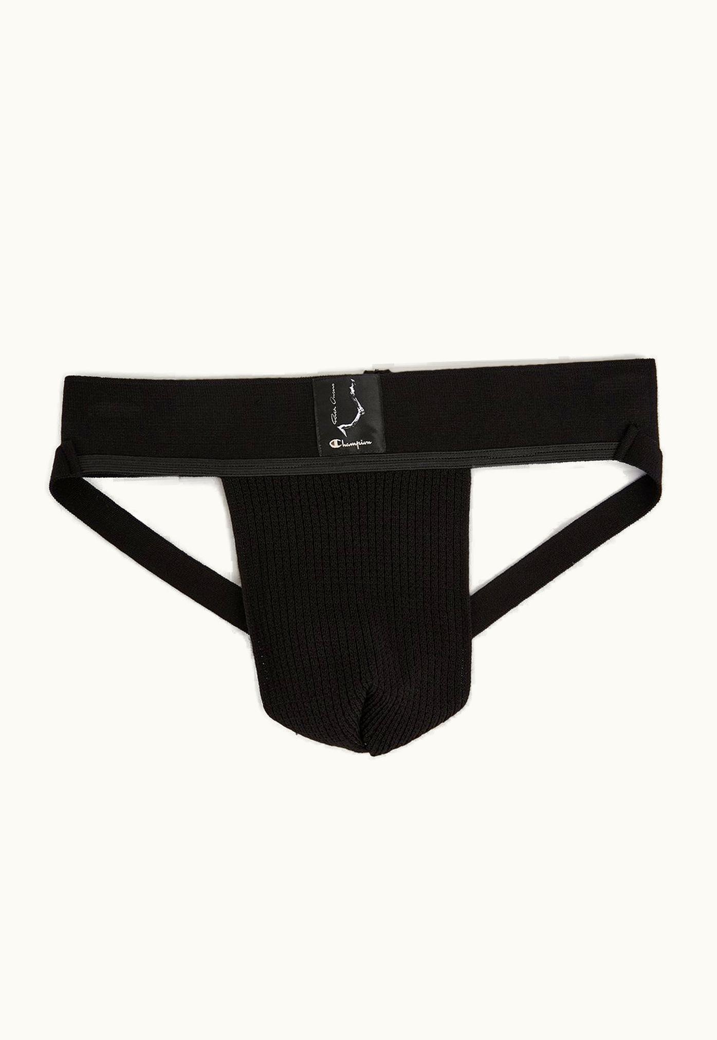 Rick Owens Champion X Rick Owens Jockstrap In Black Cotton Mesh Jersey