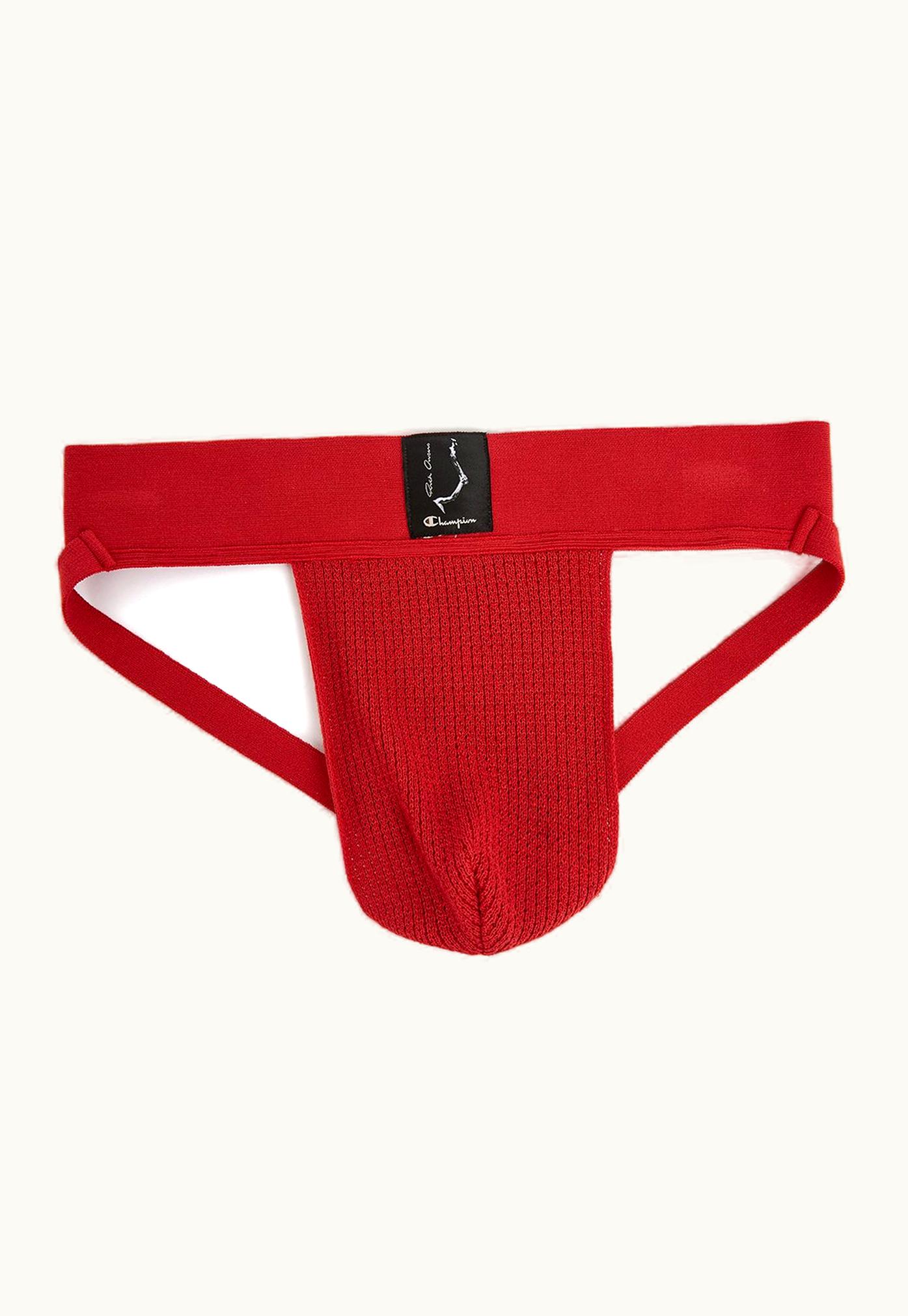 Rick Owens Champion X Rick Owens Jockstrap In Carnelian Red Cotton Mesh Jersey