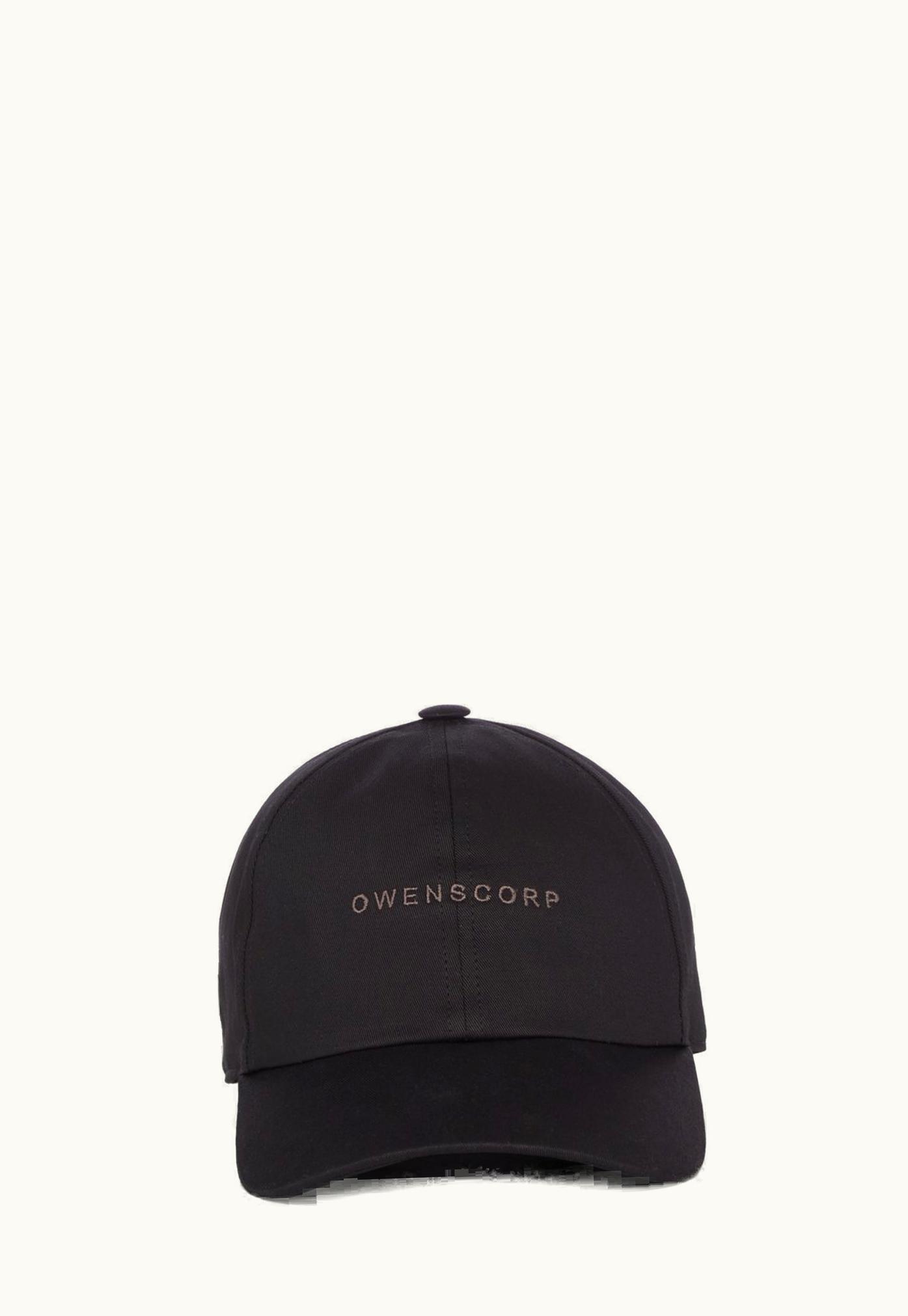 Rick Owens Rick Owens SS24 Lido Runway Baseball Cap In Black / Dust Owenscorp Embroidered Heavy Cotton Poplin