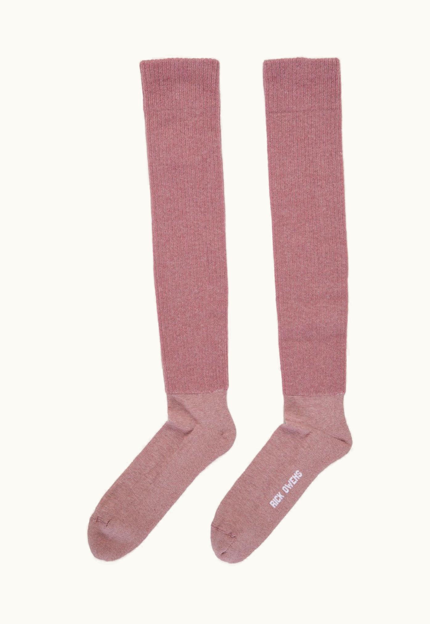 Rick Owens Rick Owens SS24 Lido KNEE-HIGH Socks In Dusty Pink Cotton Knit