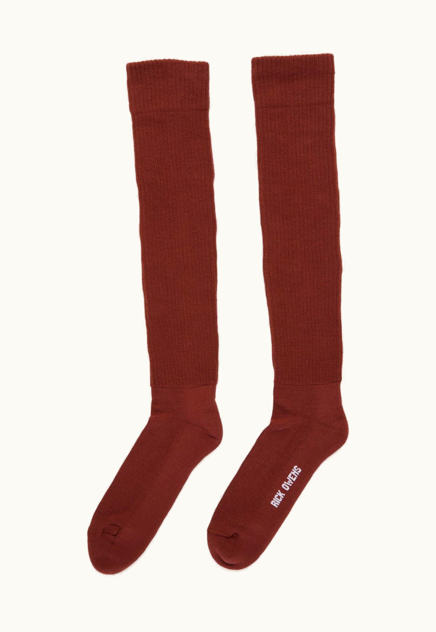 Rick Owens Rick Owens SS24 Lido KNEE-HIGH Socks In Henna Cotton Knit