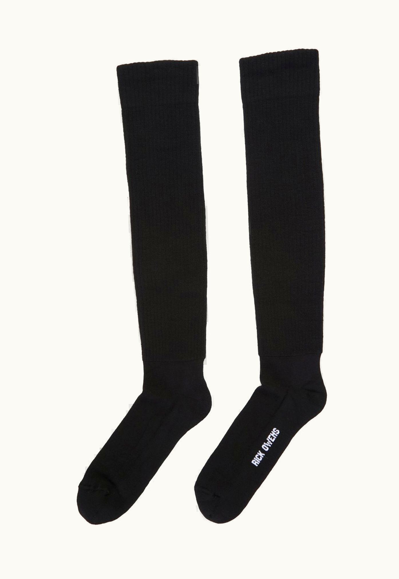 Rick Owens Rick Owens SS24 Lido KNEE-HIGH Socks In Black Cotton Knit