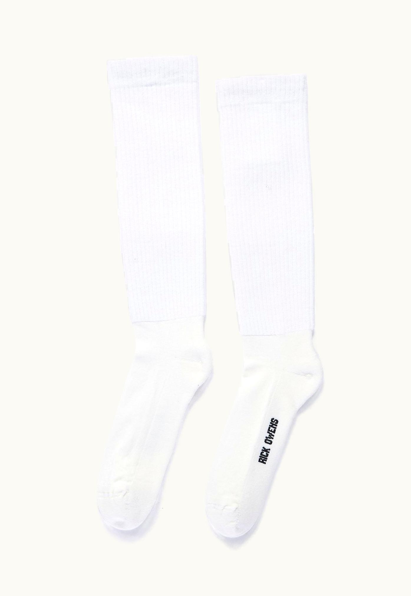 Rick Owens Rick Owens FW23 Luxor Mid Calf Socks In Milk And Black Cotton Knit