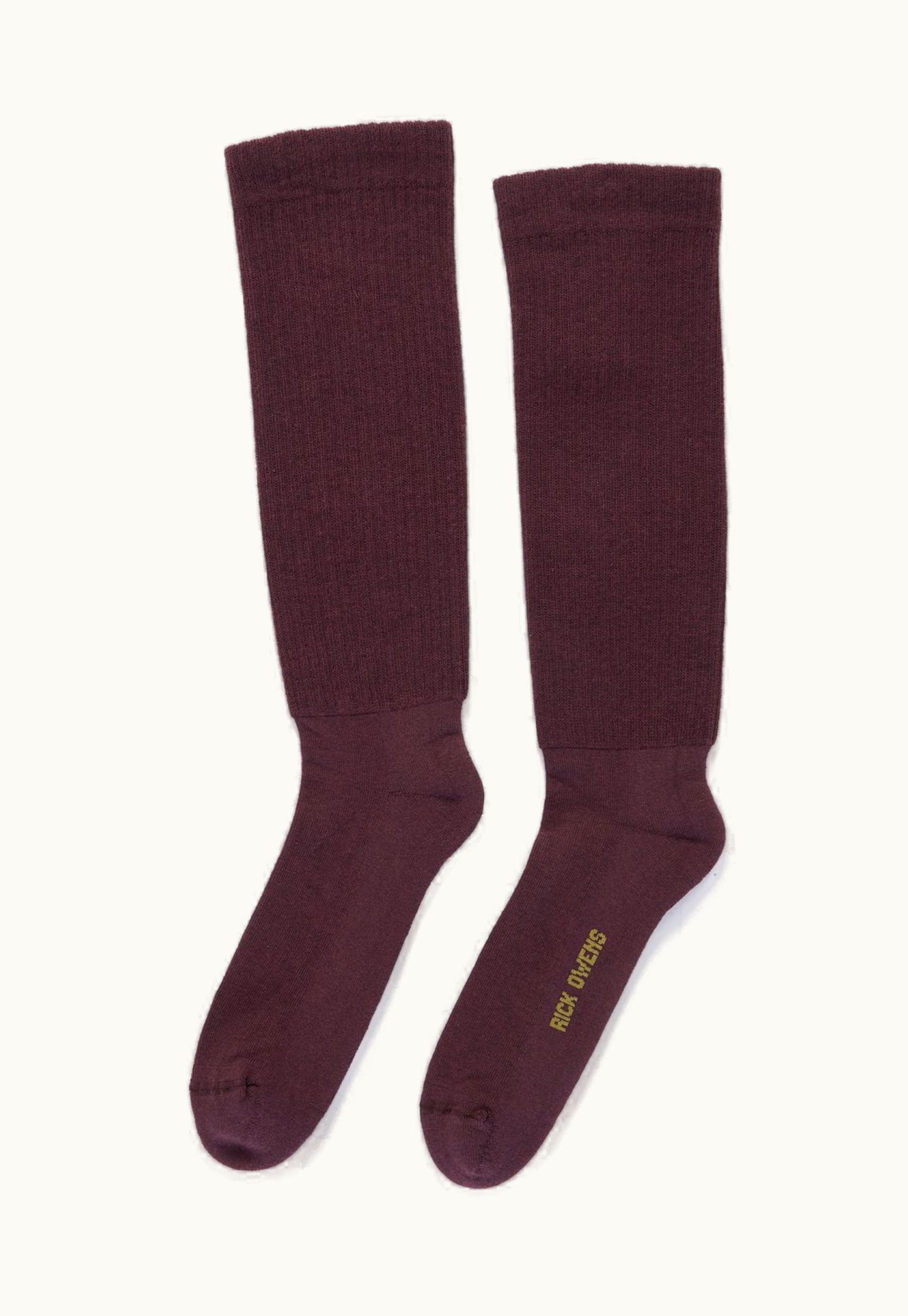 Rick Owens Rick Owens FW23 Luxor Mid Calf Socks In Amethyst And Acid Cotton Knit
