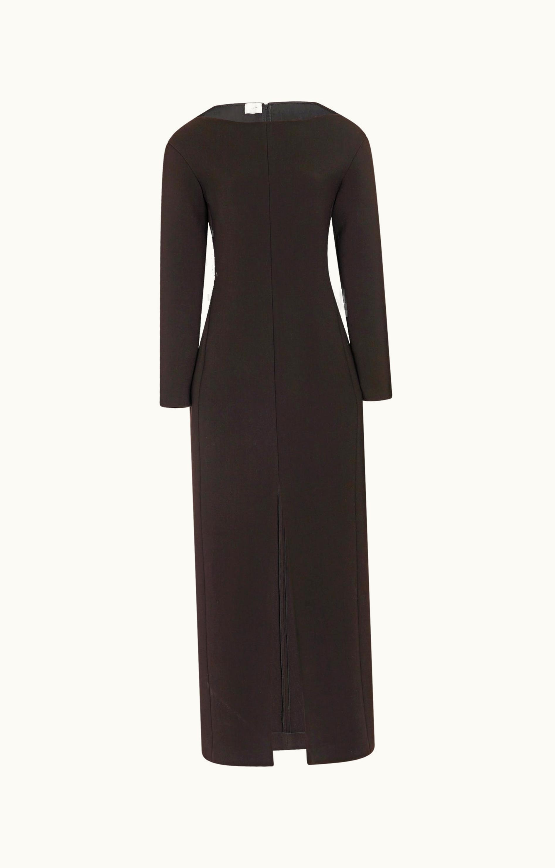The Row The Row Reysha Dress Brown In Virgin Wool
