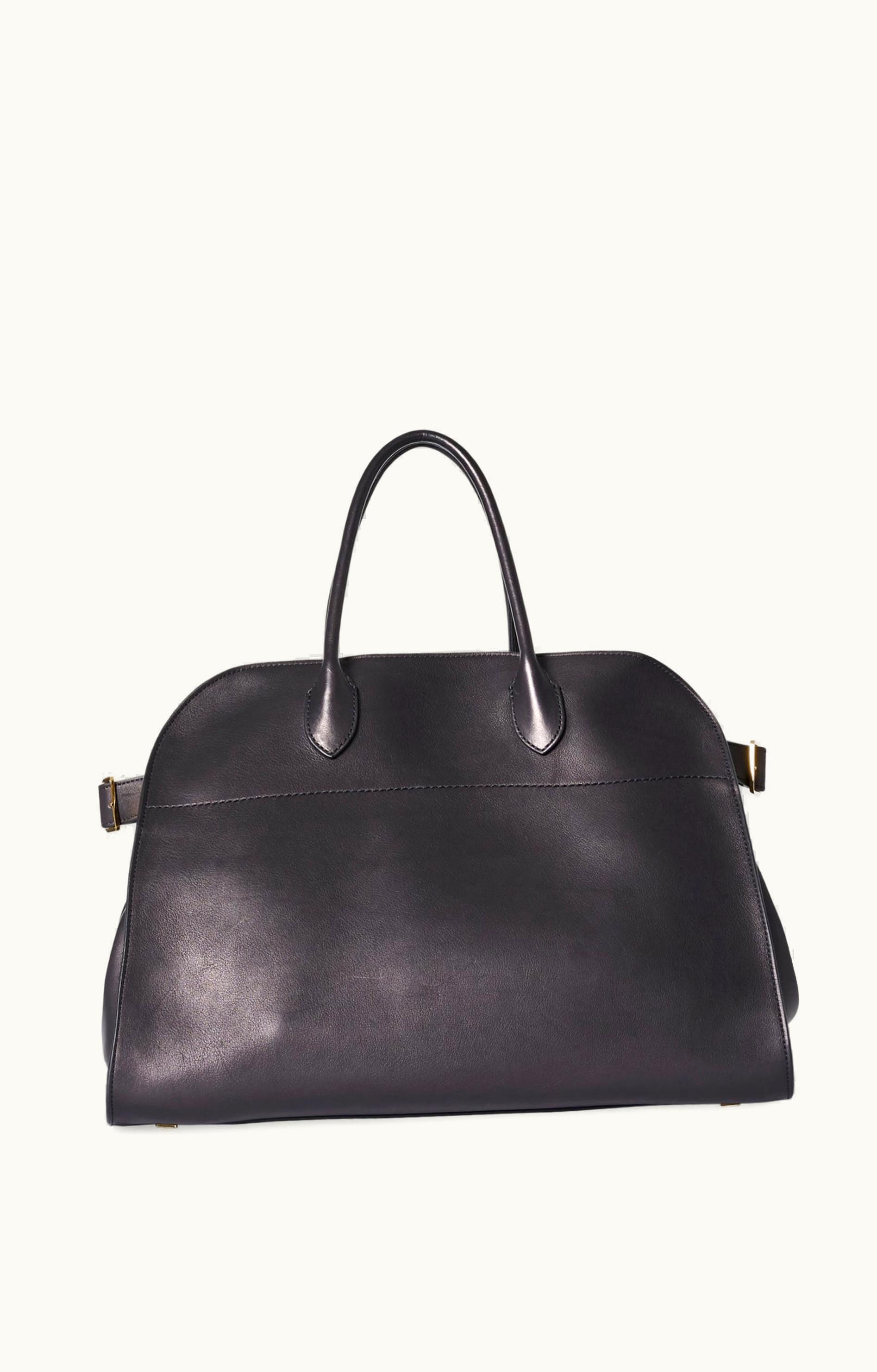 The Row The Row Margaux 17 Top-Handle Bag Black Saddle Leather