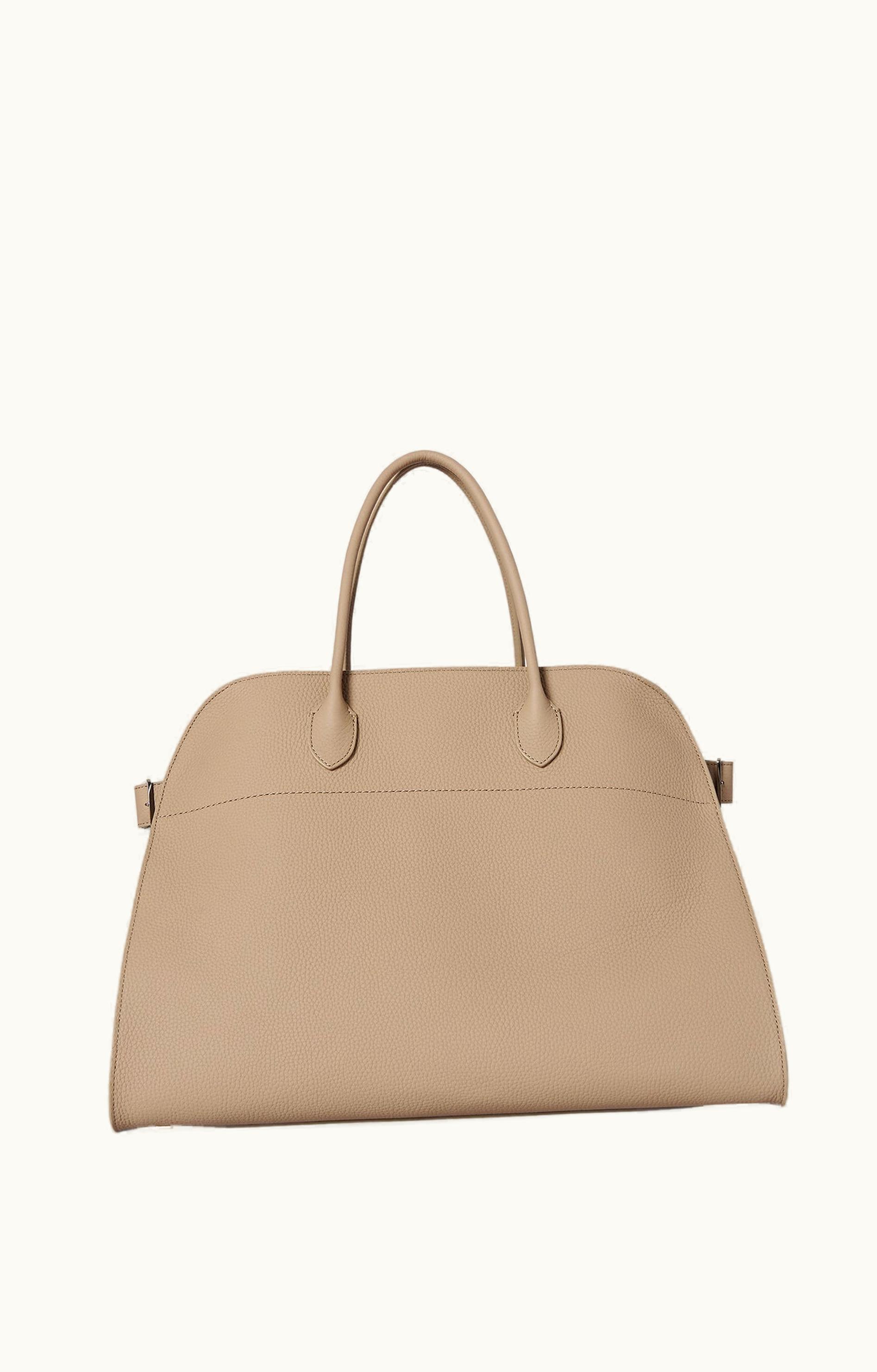 The Row The Row Margaux 17 Leather Top-Handle Bag Tan