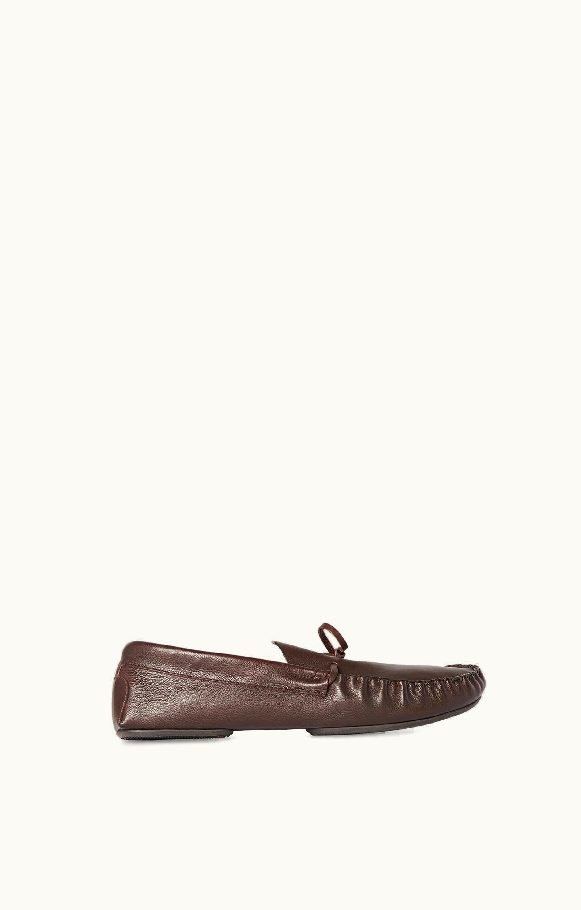 The Row The Row Lucca Moccasin Brown In Leather