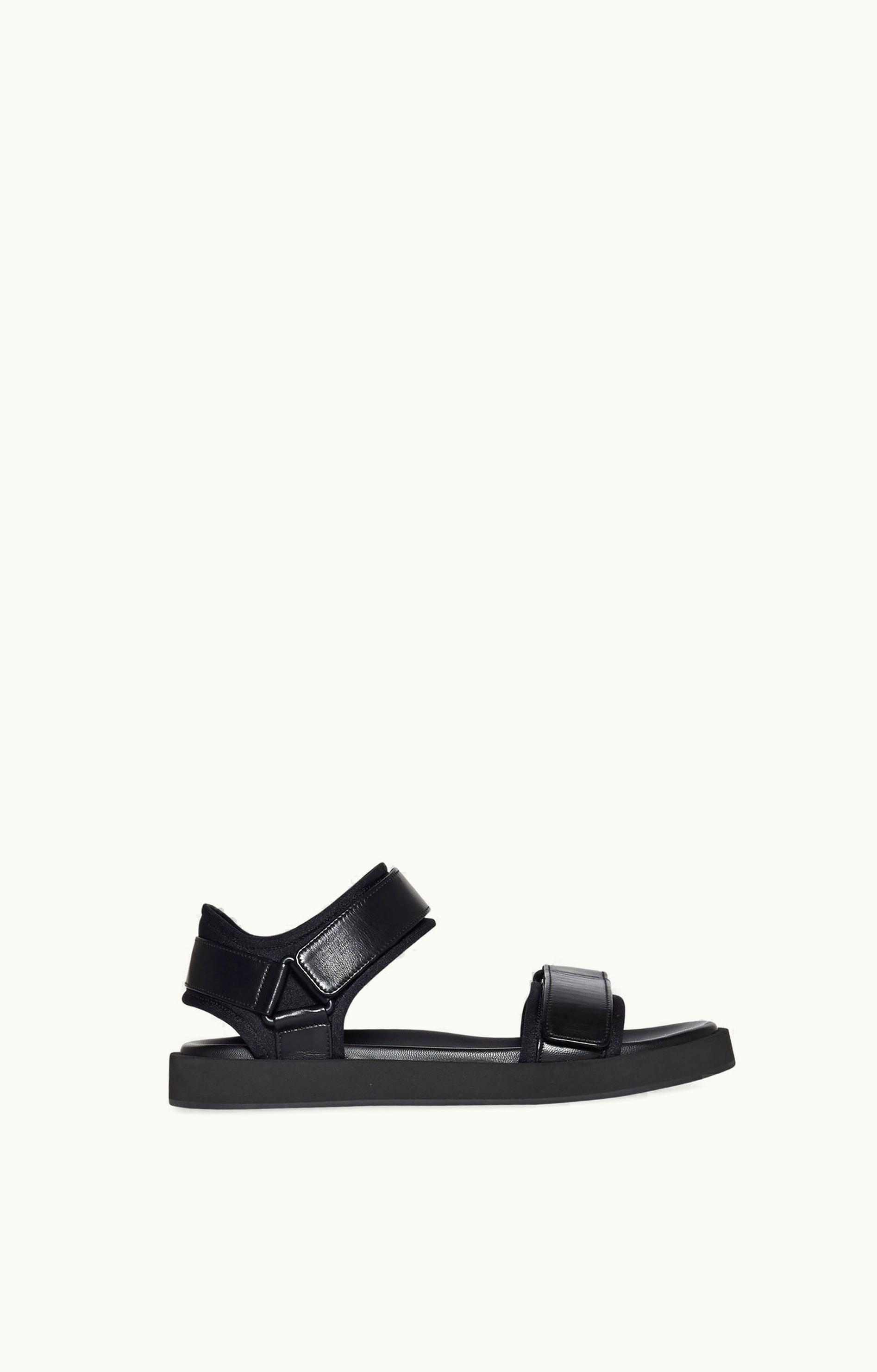 The Row The Row Hook-and-Loop Sandal Black In Leather