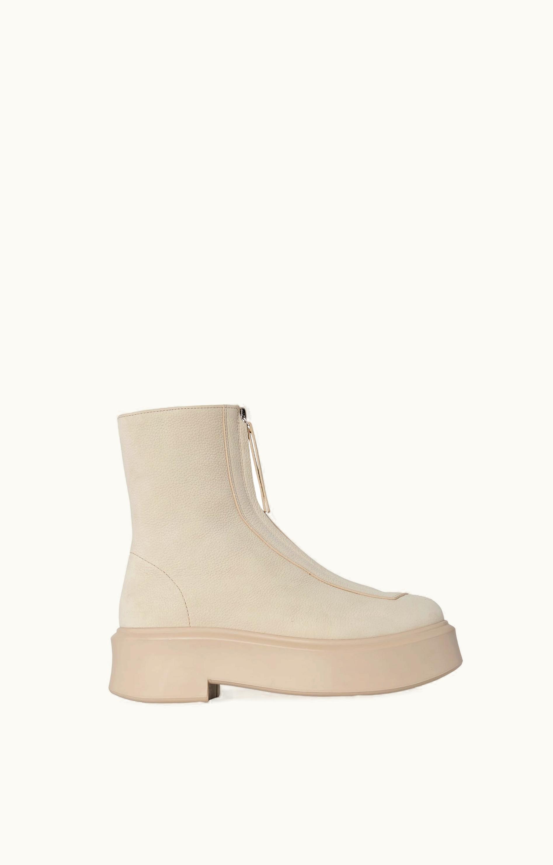 The Row The Row Zipped Boot I Beige In Leather