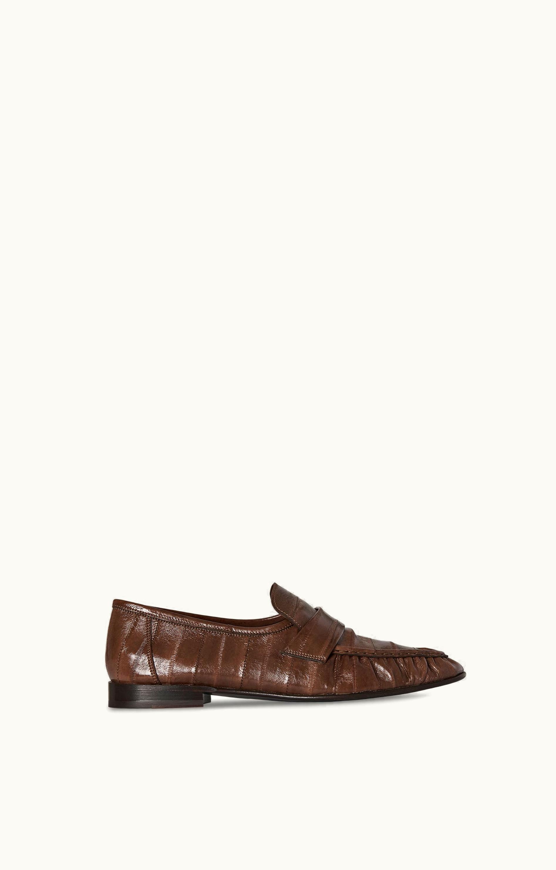 The Row The Row F2018E17LTBR Eel Skin Loafer Brown