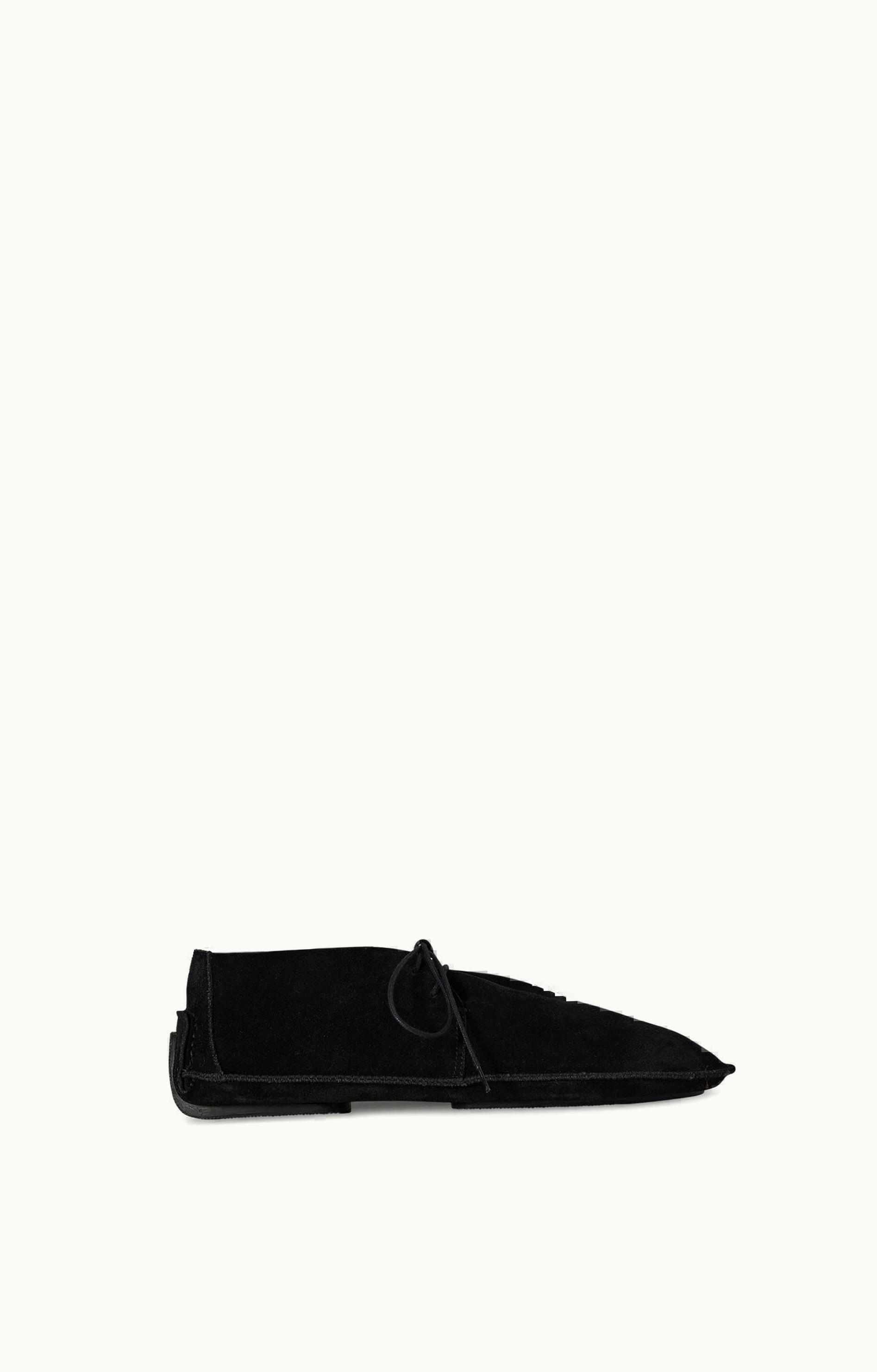 The Row The Row Lucca Lace Up Shoe Black In Suede