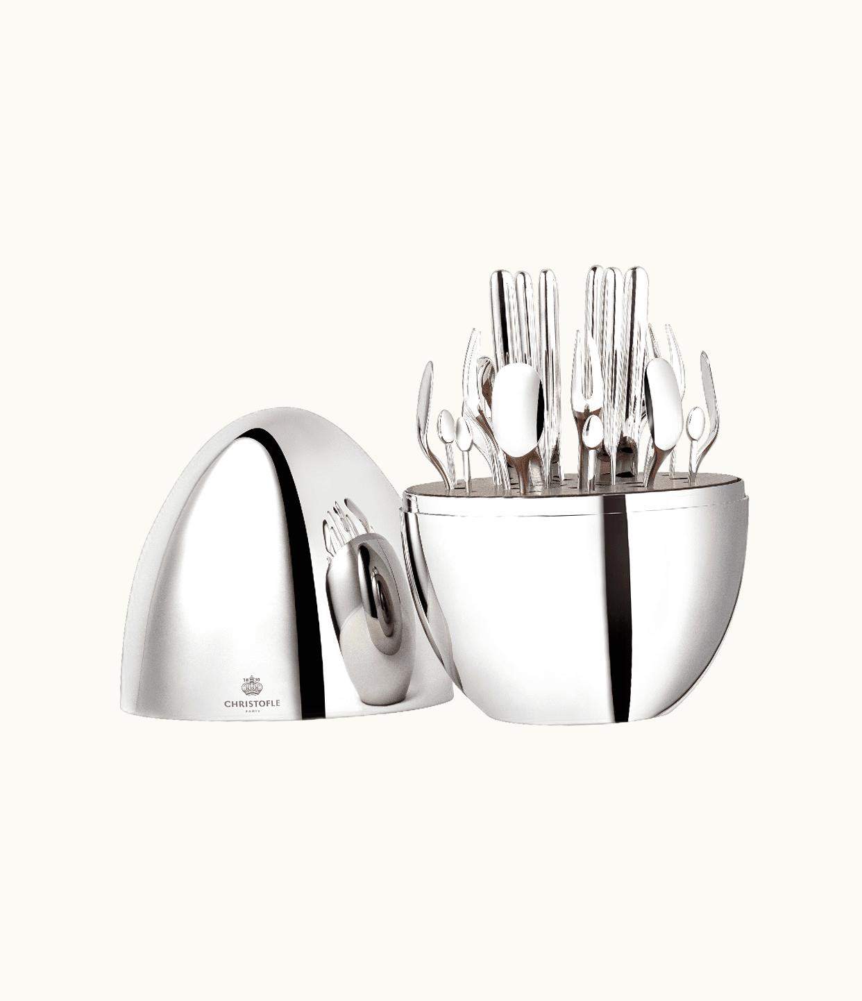 Christofle Christofle 24-Piece Silver-Plated Flatware Set With Chest Mood Party