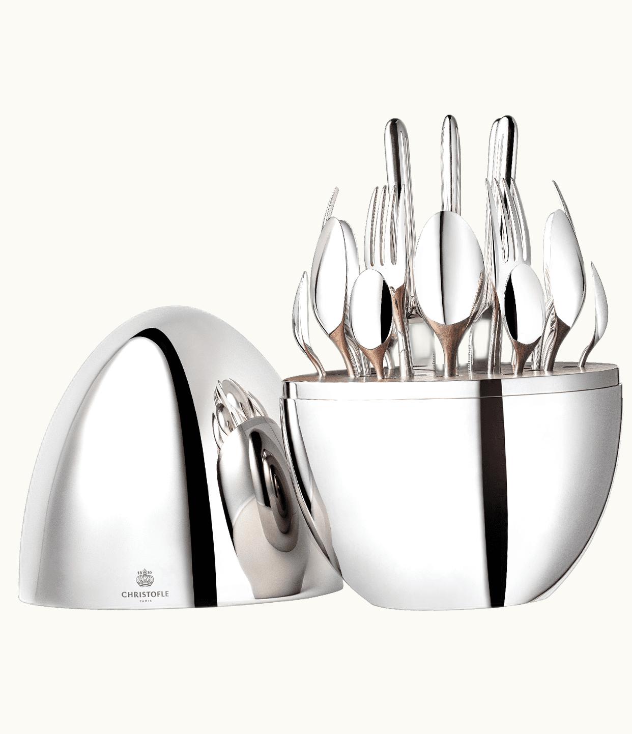 Christofle Christofle 24-Piece Silver-Plated Flatware Set With Chest Mood