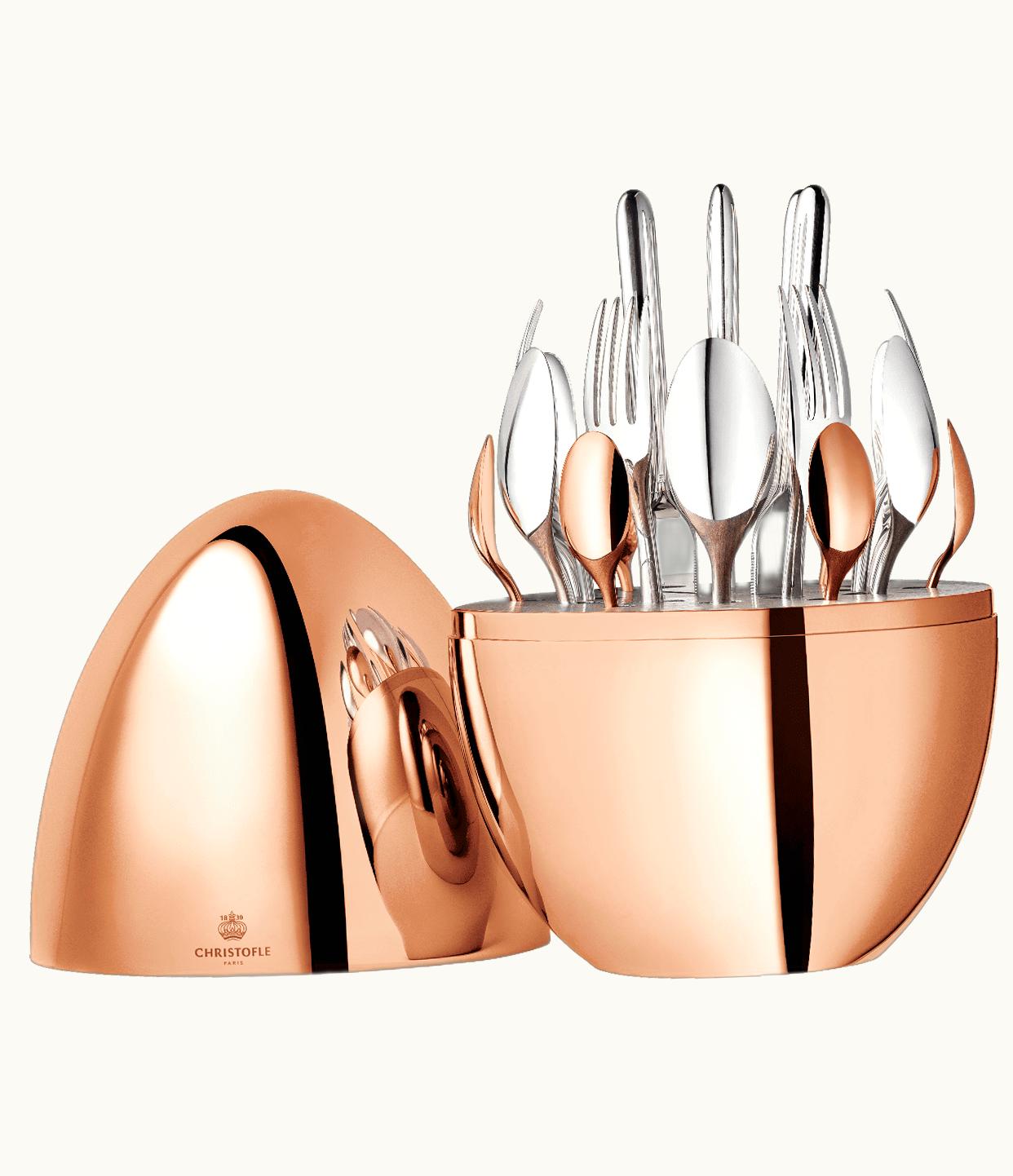 Christofle Christofle 24-Piece Rose Gold Flatware Set With Chest Mood Precious