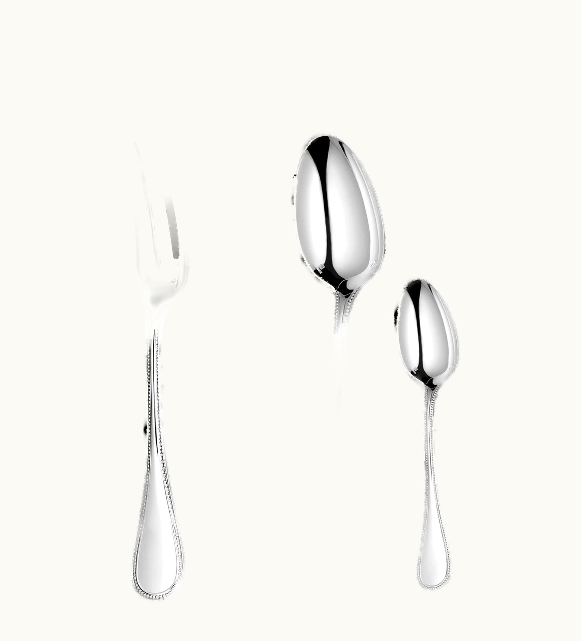 Christofle Christofle 48-Piece Stainless Steel Flatware Set With Free Chest Steel Perles