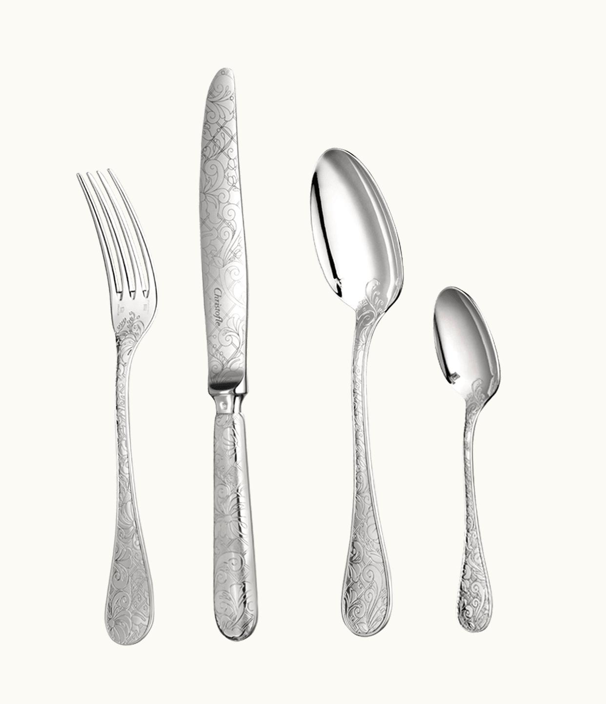 Christofle 24-Piece Silver-Plated Flatware Set With Free Chest Jardin d'Eden
