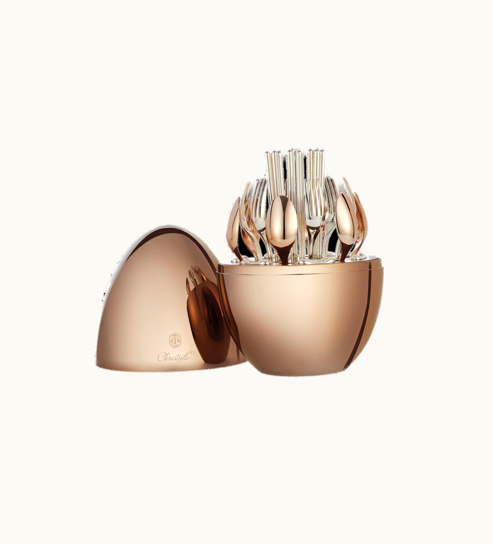 Christofle 24-Piece Rose Gold Flatware Set For 6 People Mood Asia Precious