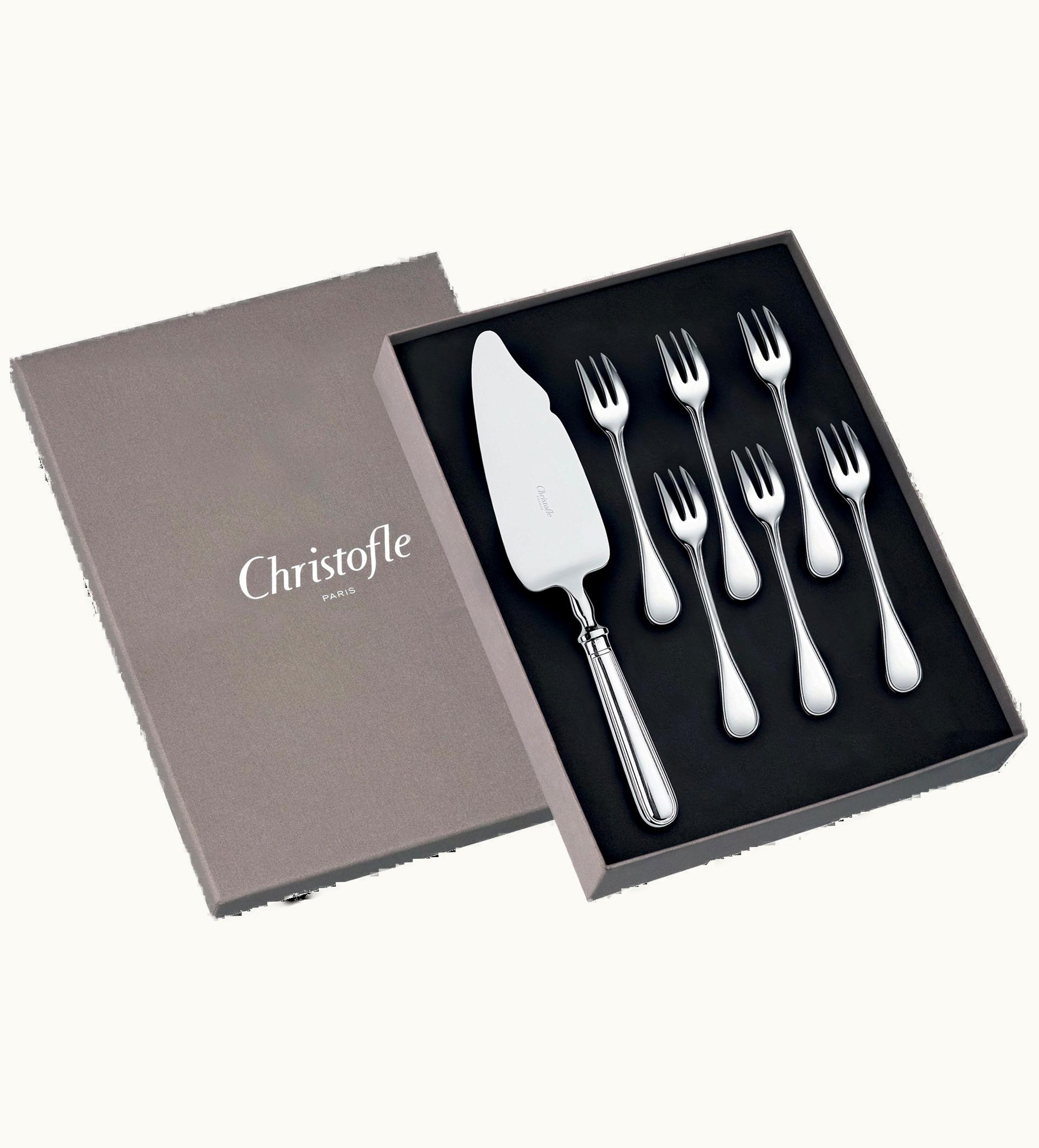 Christofle Cake Set With Server And 6 Dessert Forks Albi